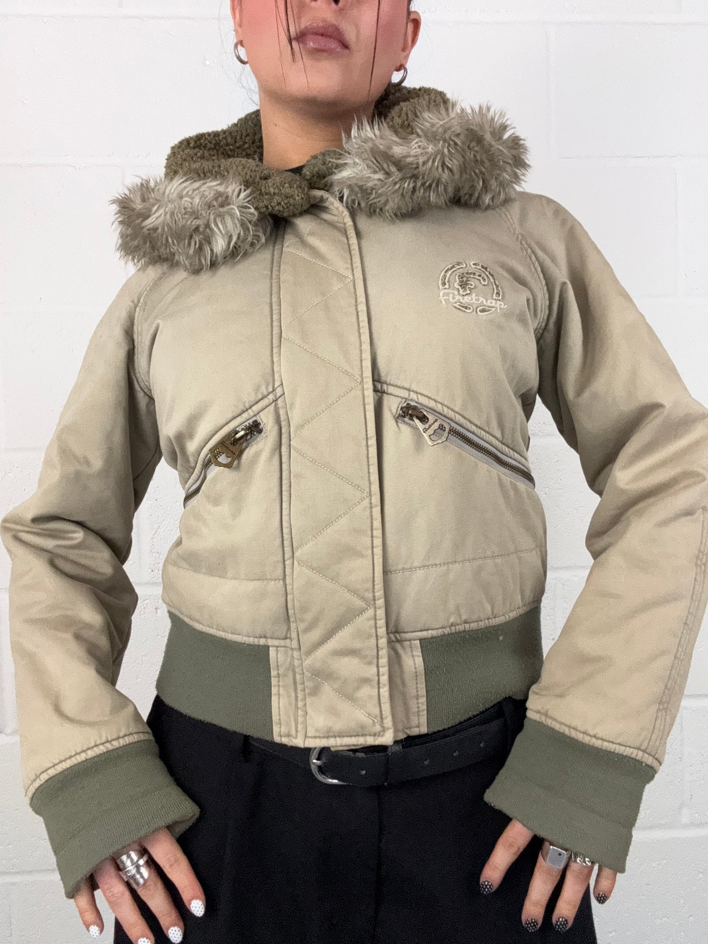 Khaki Firetrap Bomber Jacket (M)