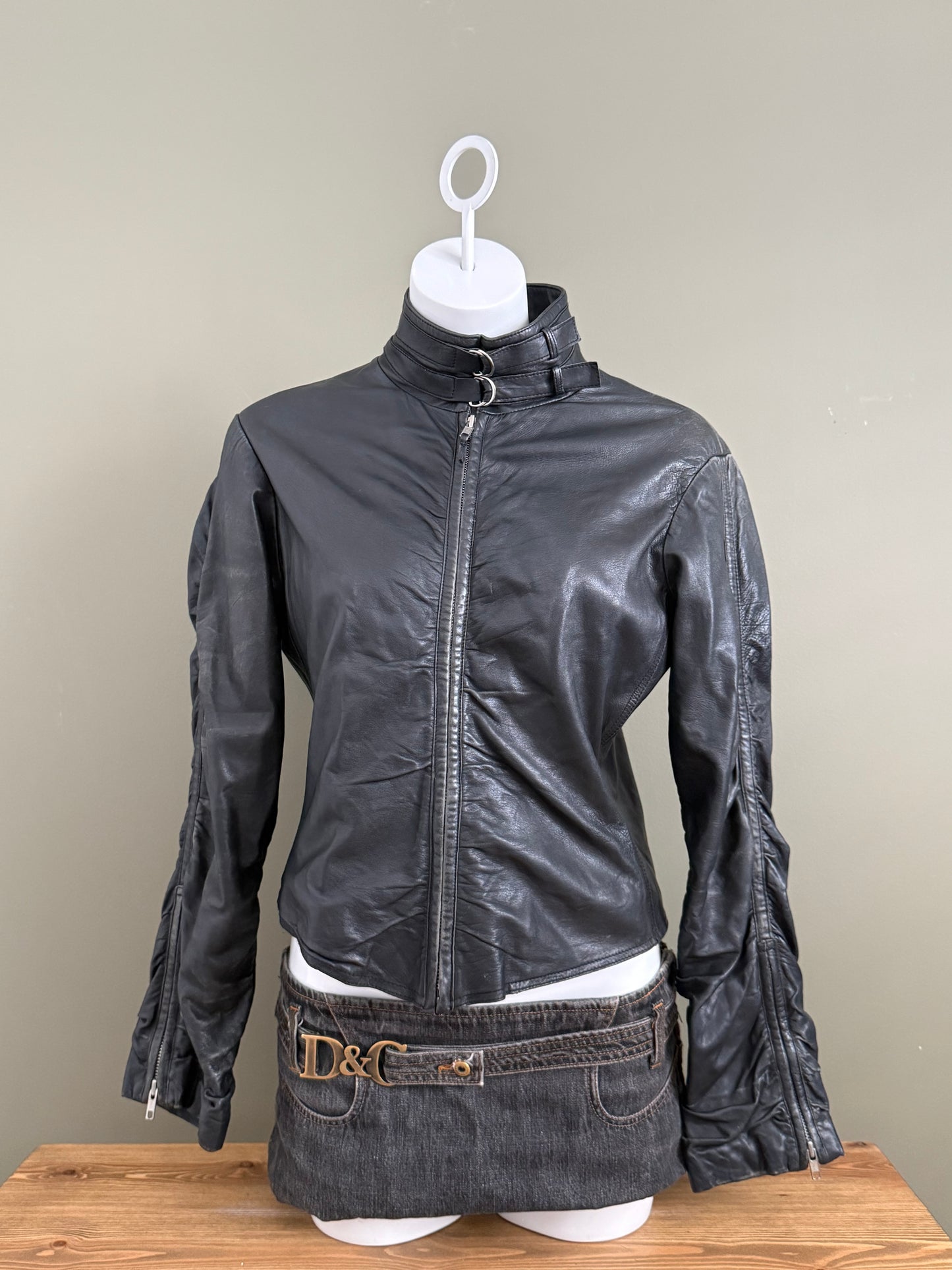 Leather Ruched Jacket (UK14)