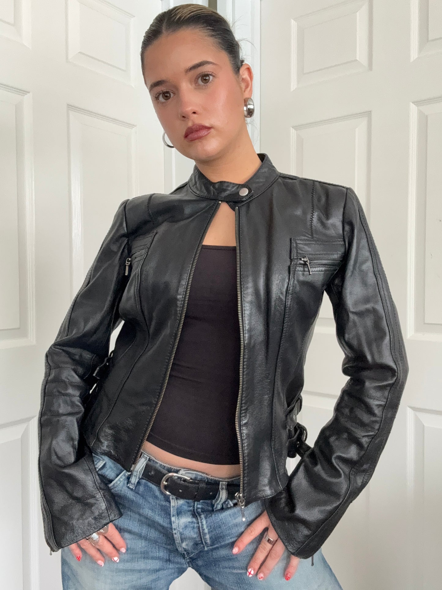 Leather Biker Jacket (UK10)