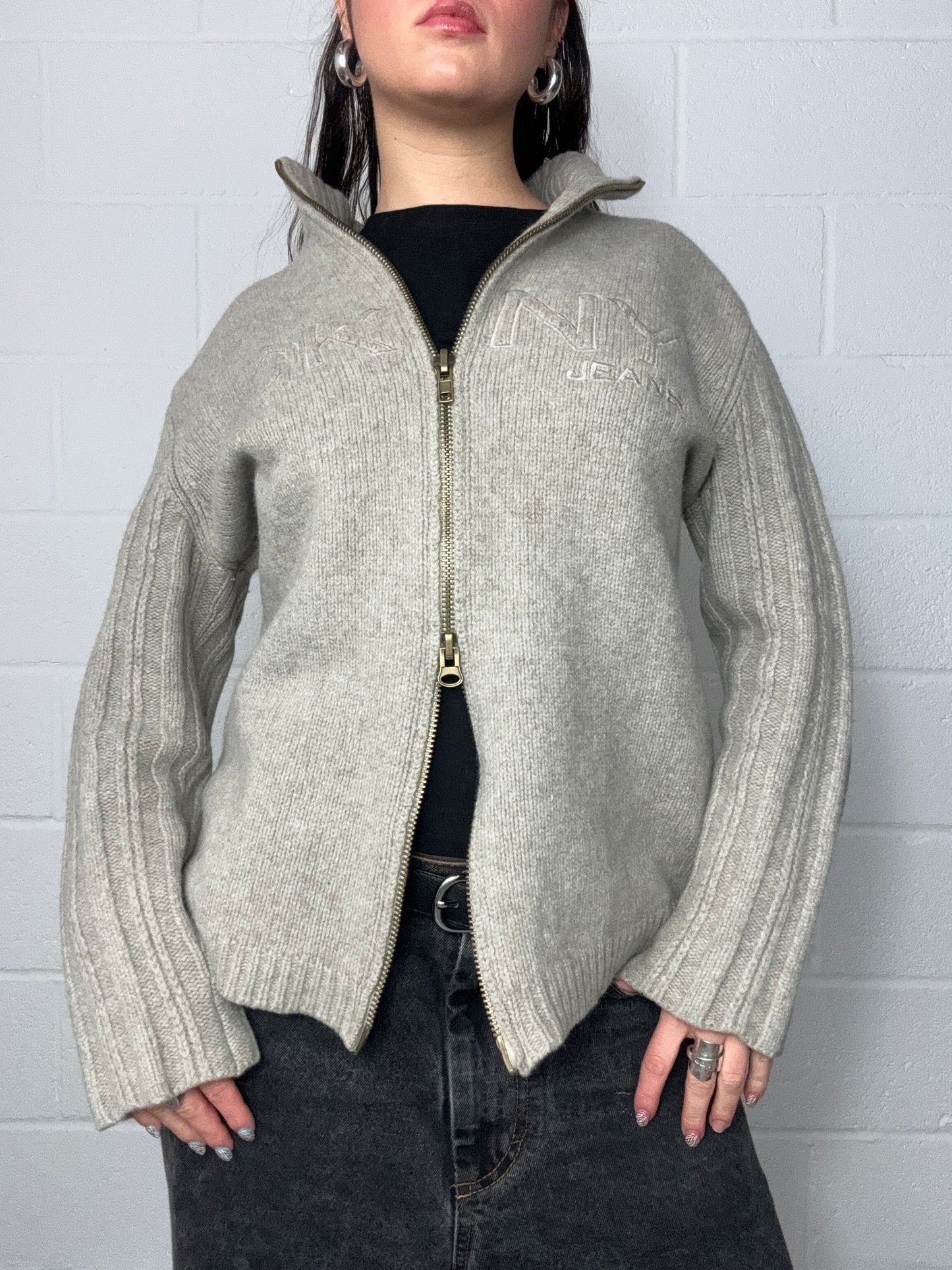 DKNY Wool Double Zip Jumper