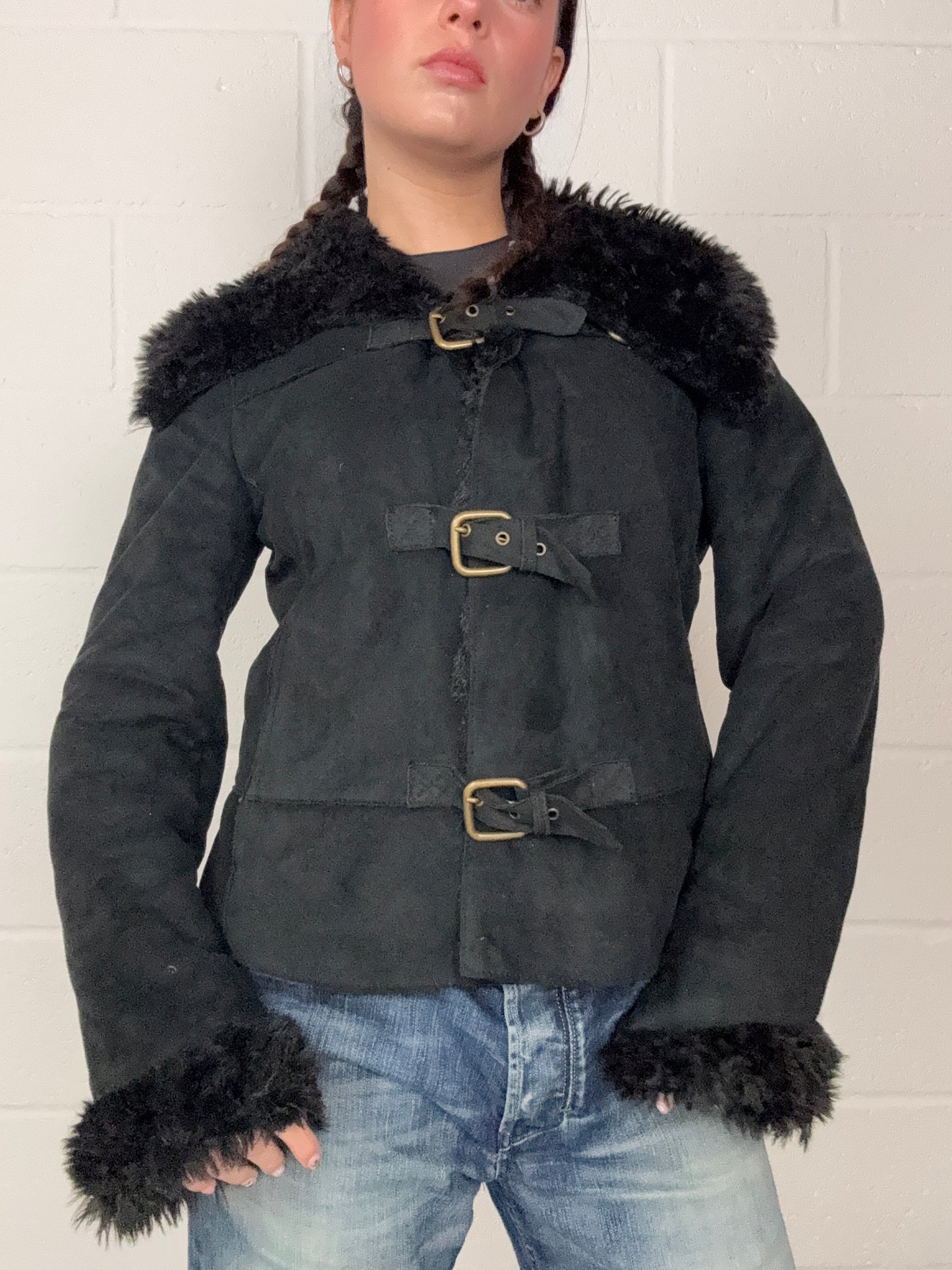 Armani Faux Fur Buckle Jacket (UK12)