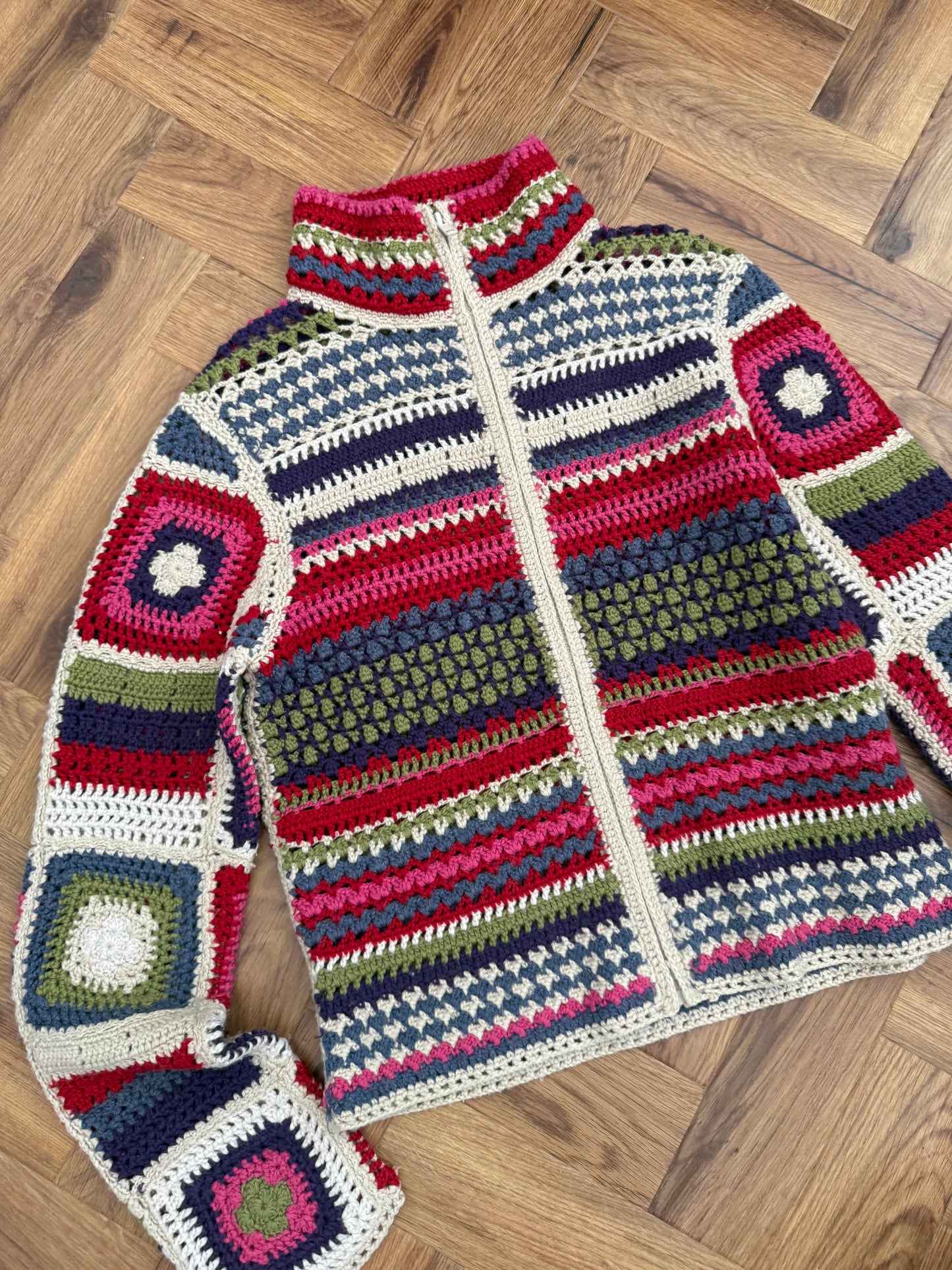 Vintage Crochet Zip Jumper (UK10)
