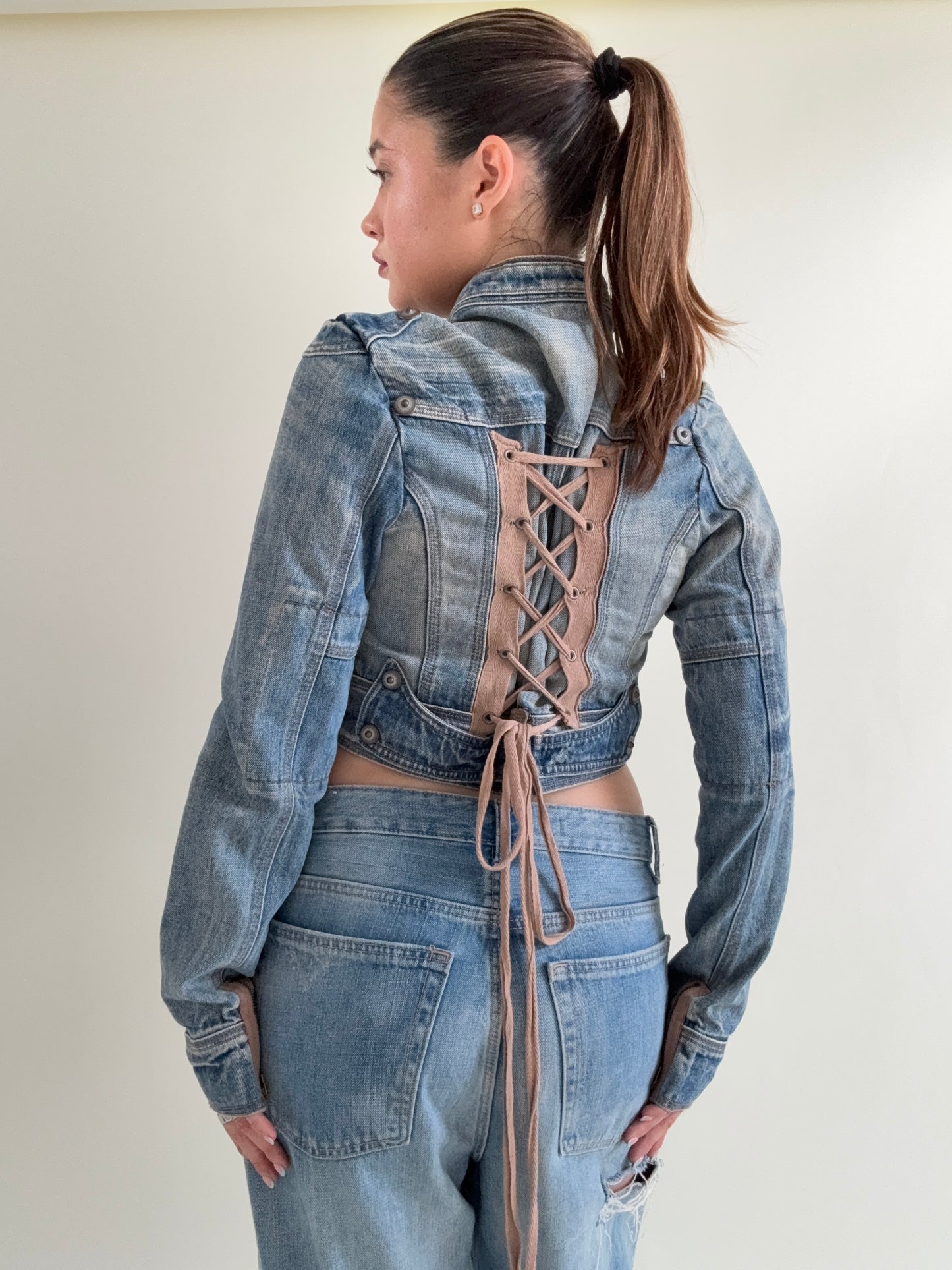 Cropped Denim Corset Jacket (UK14)