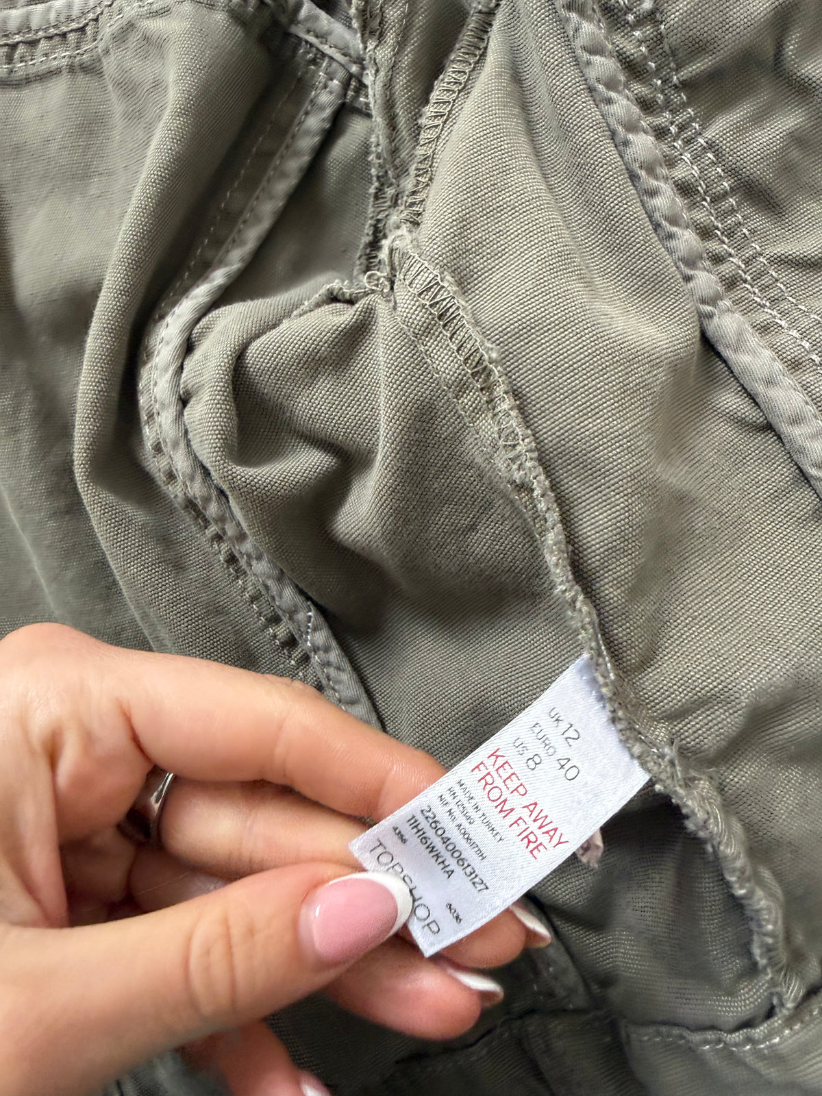 Khaki Y2K Cropped Utility Jacket (UK12)