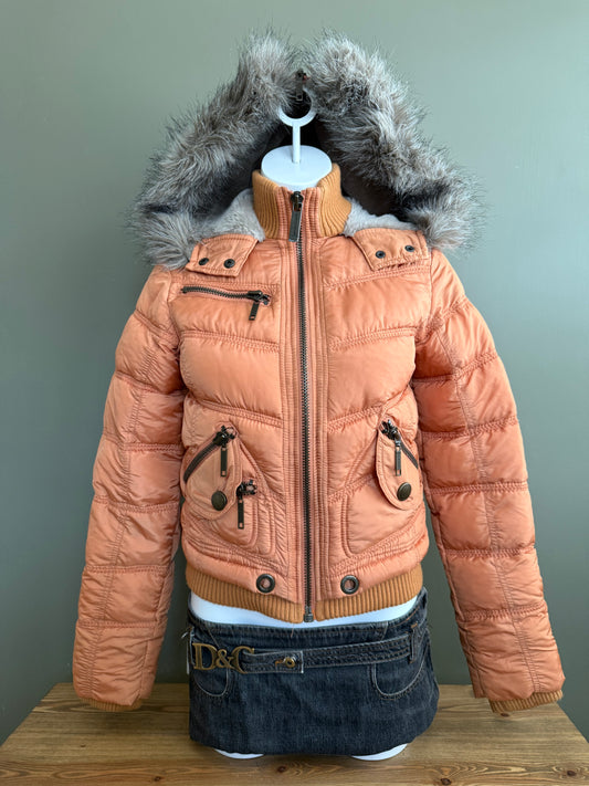 Y2K Orange Puffer Jacket (UK10)