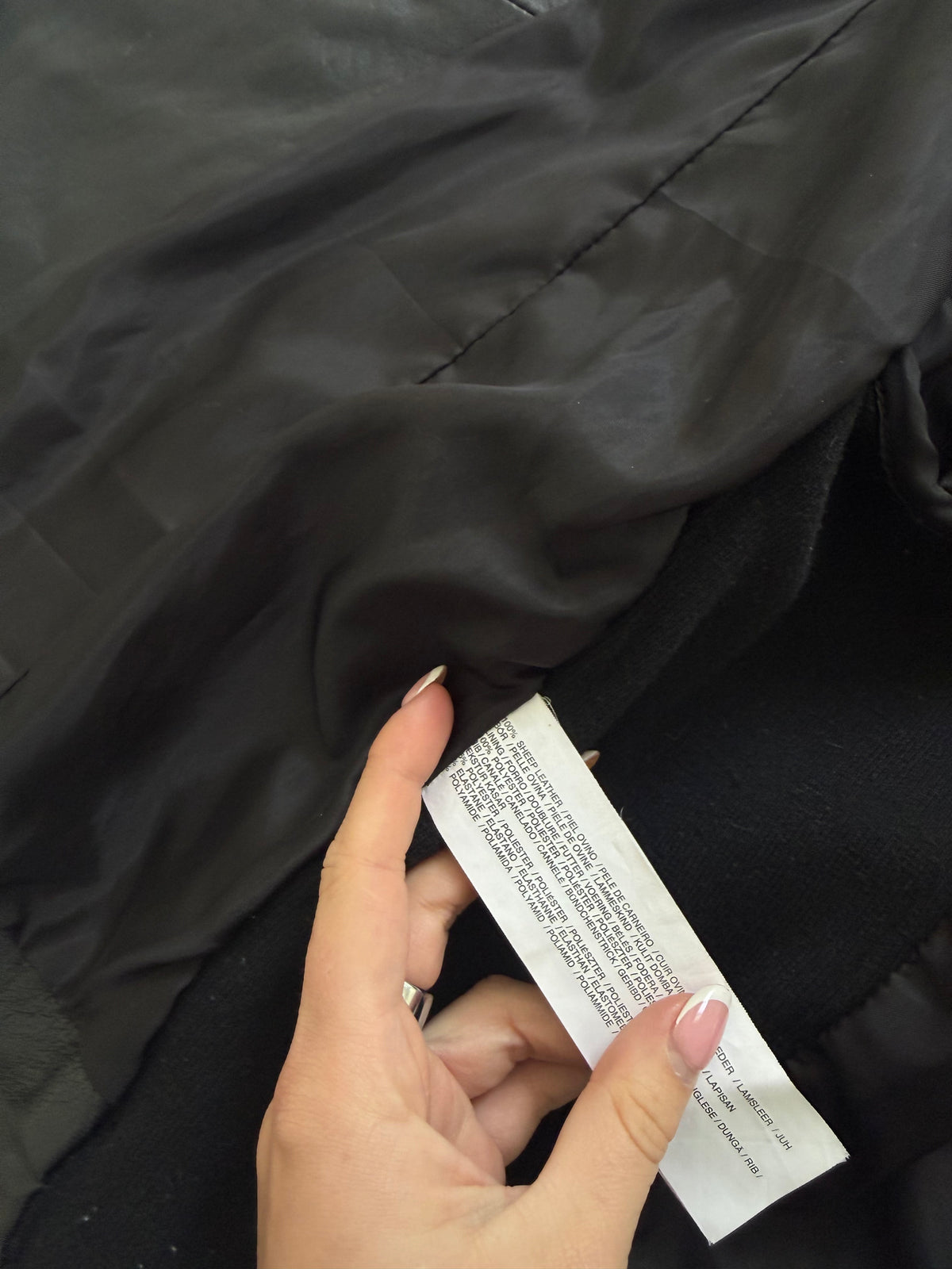 Leather Asymmetric Funnel Neck Jacket (L)