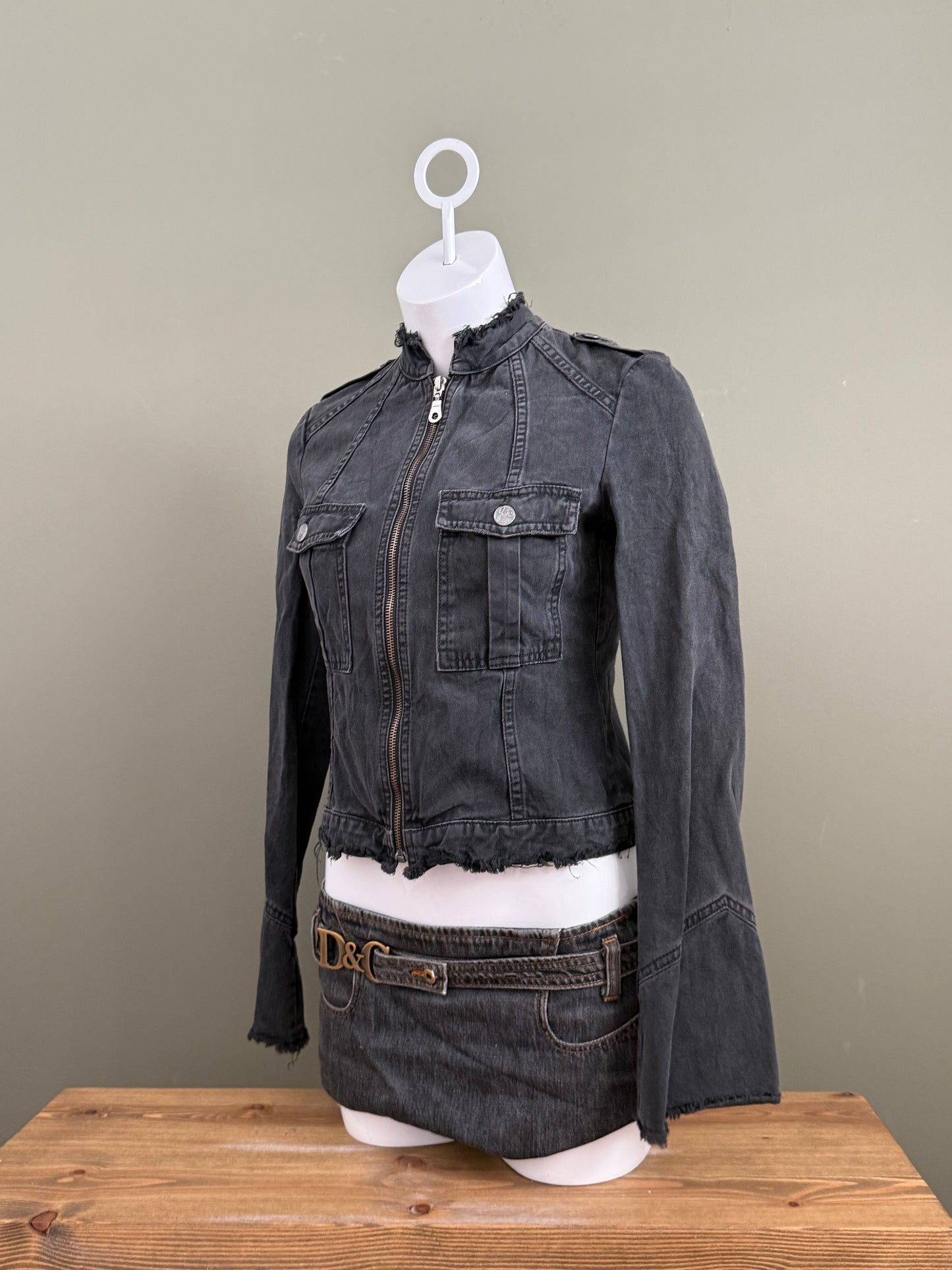 Denim Distressed Jacket (S)
