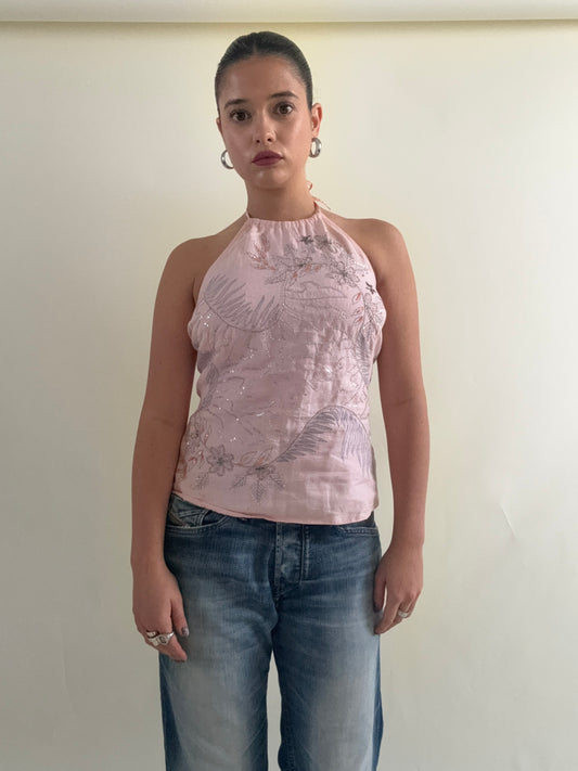 French Connection Sequin Halter-neck Top (UK12)