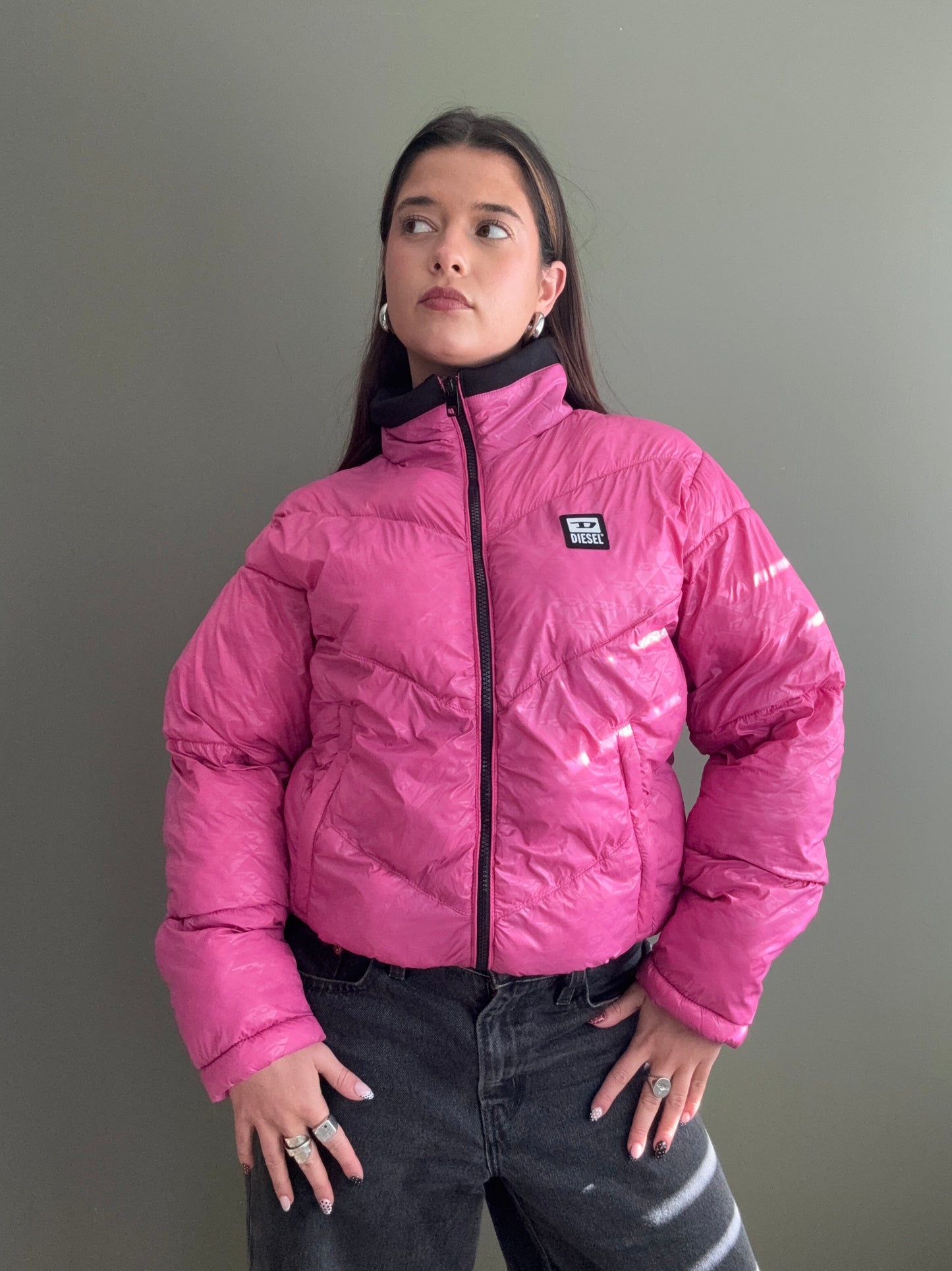 Diesel Pink Puffer Jacket (S)