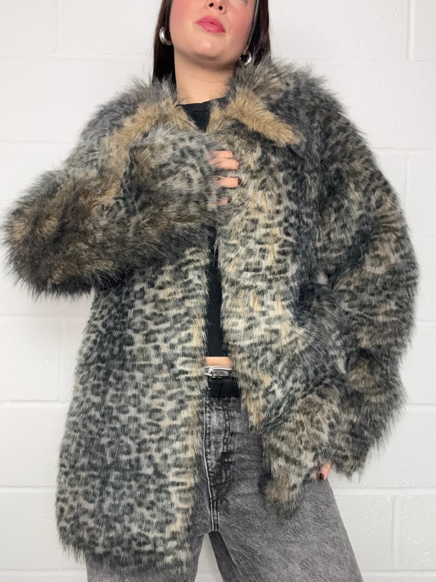 Jane Norman Leopard Faux Fur Jacket (UK14)