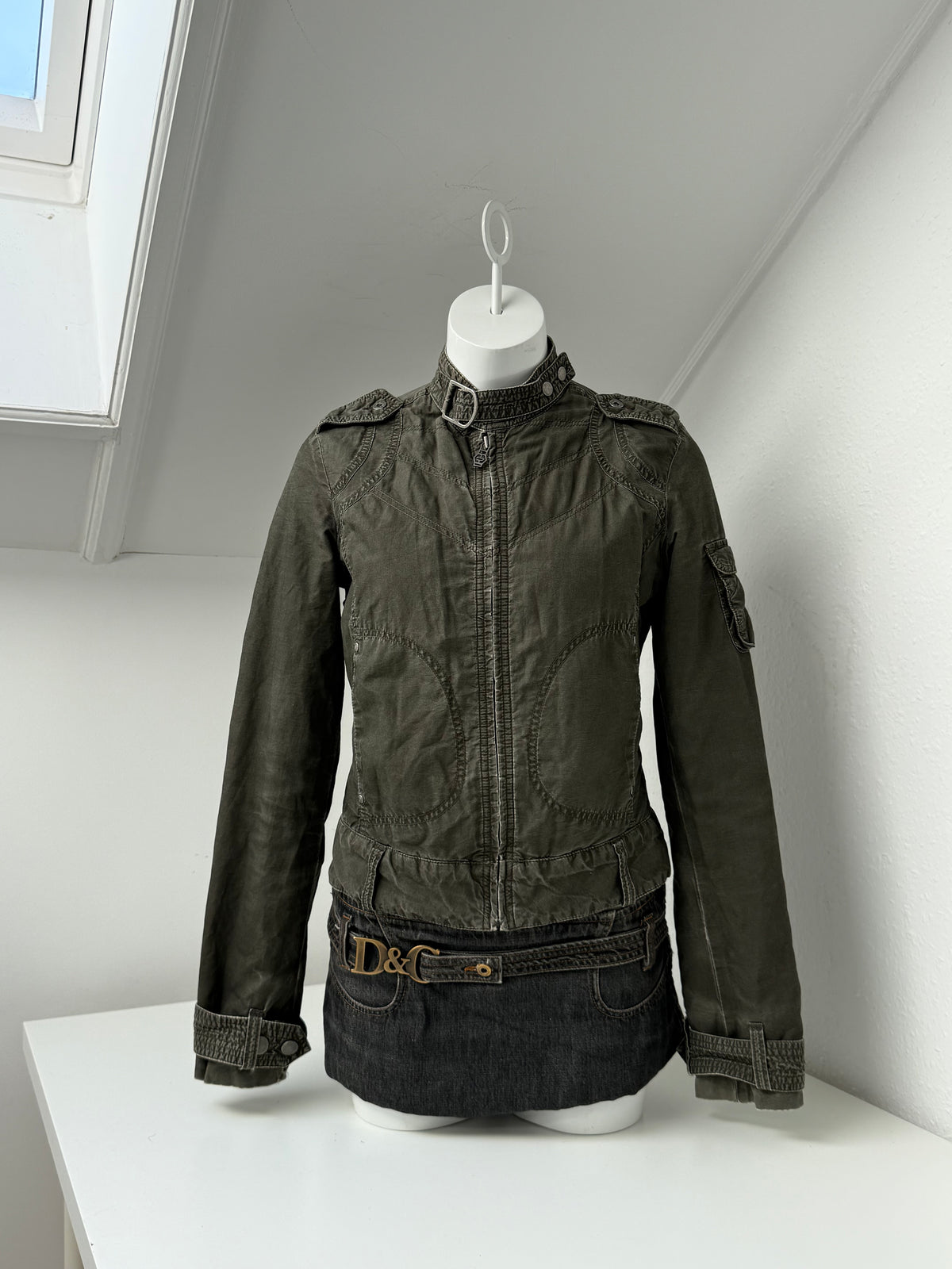 Diesel Khaki Vintage Biker Jacket (M)