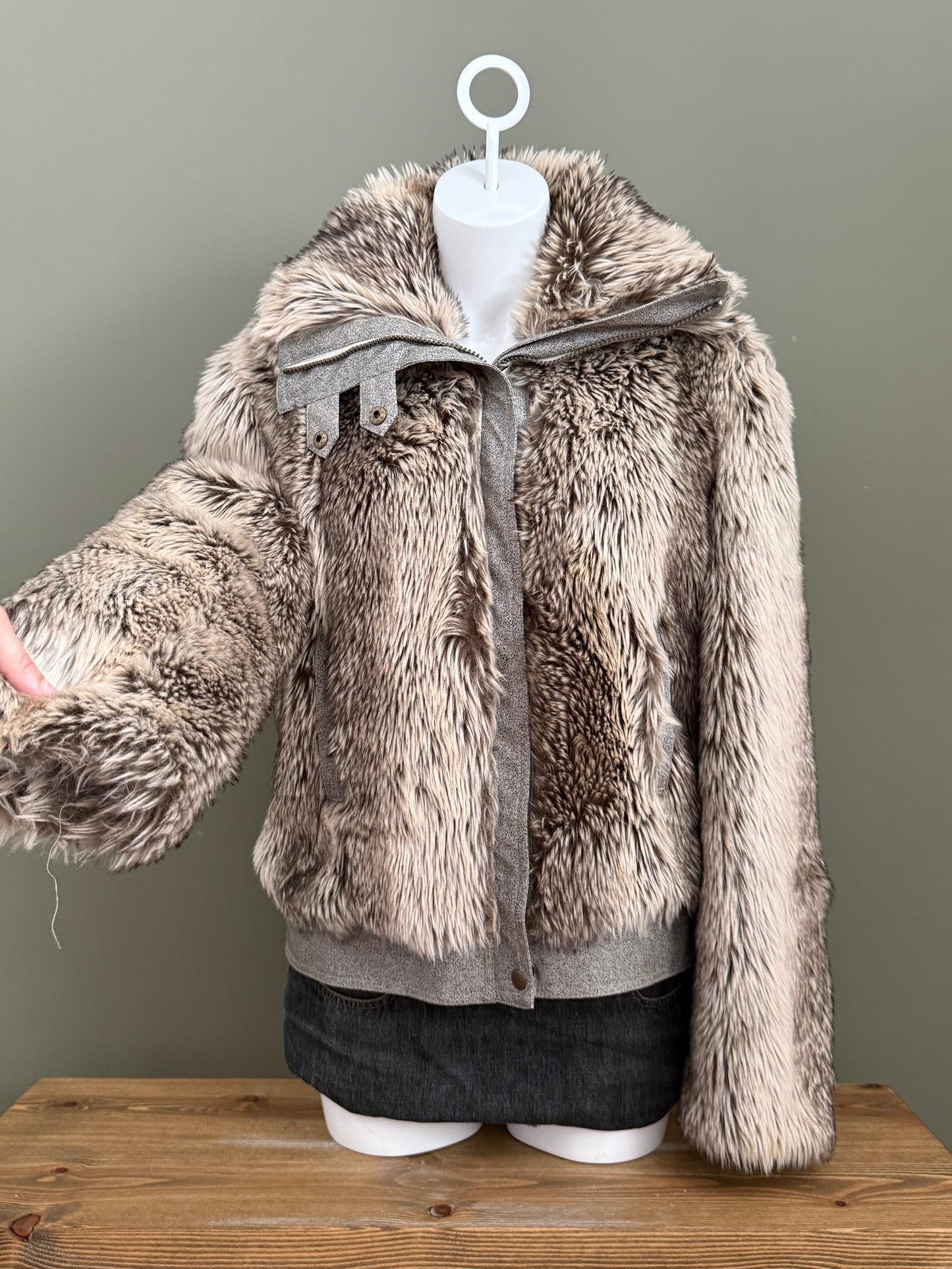 Faux Fur Bomber Jacket (UK16)