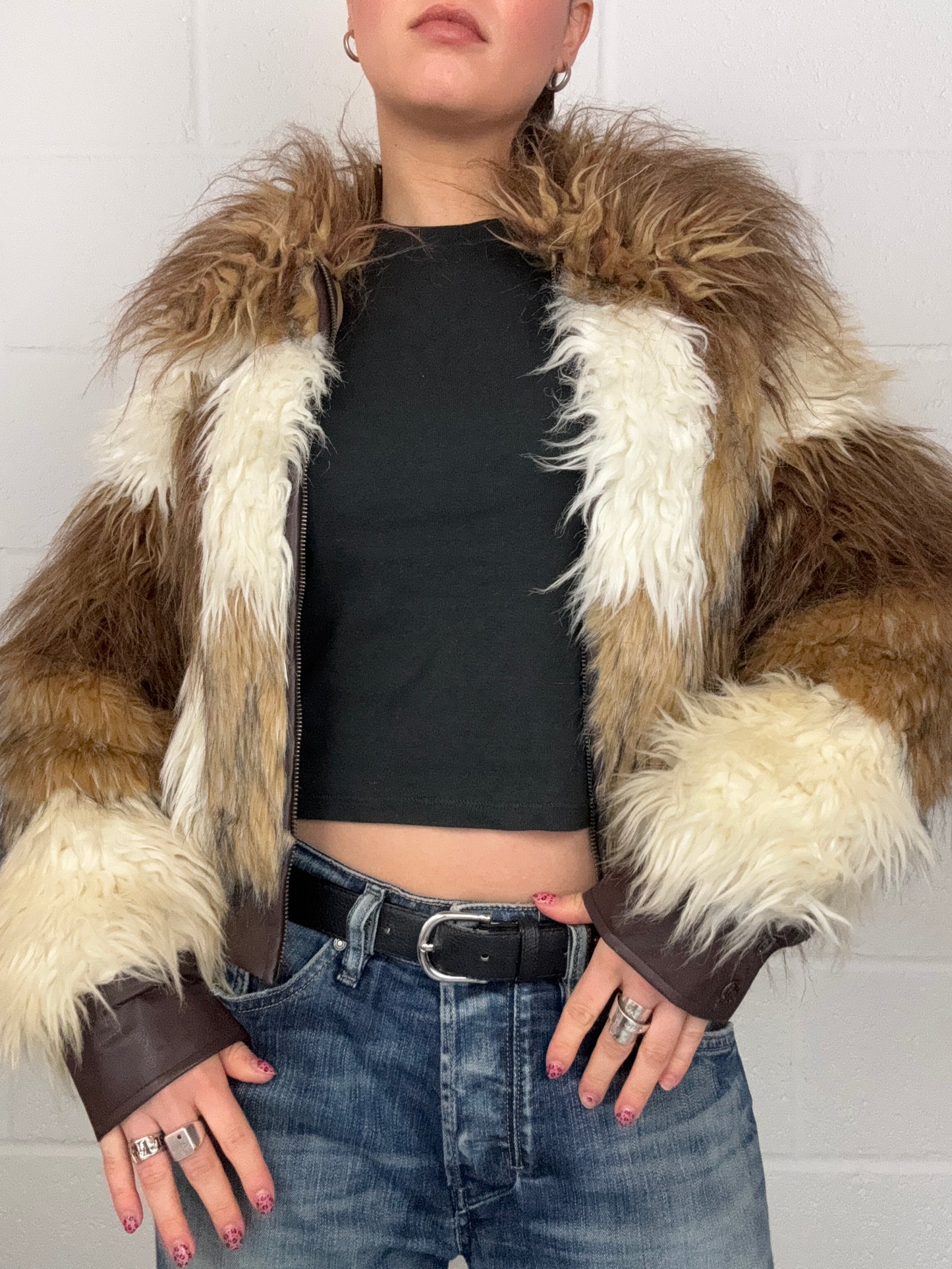 Hooch Faux Fur Patchwork Jacket (UK10)