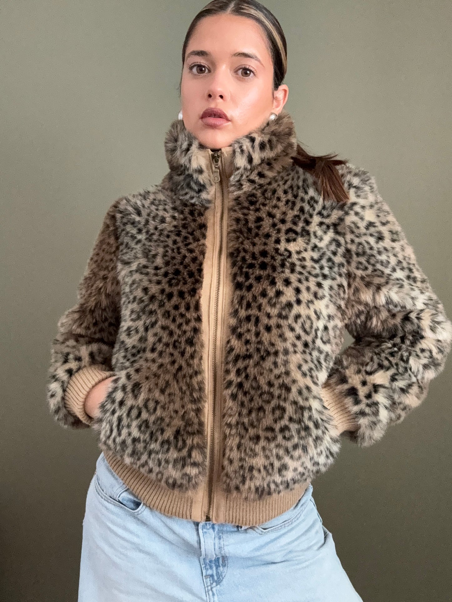 Faux Fur Leopard Jacket (UK10)
