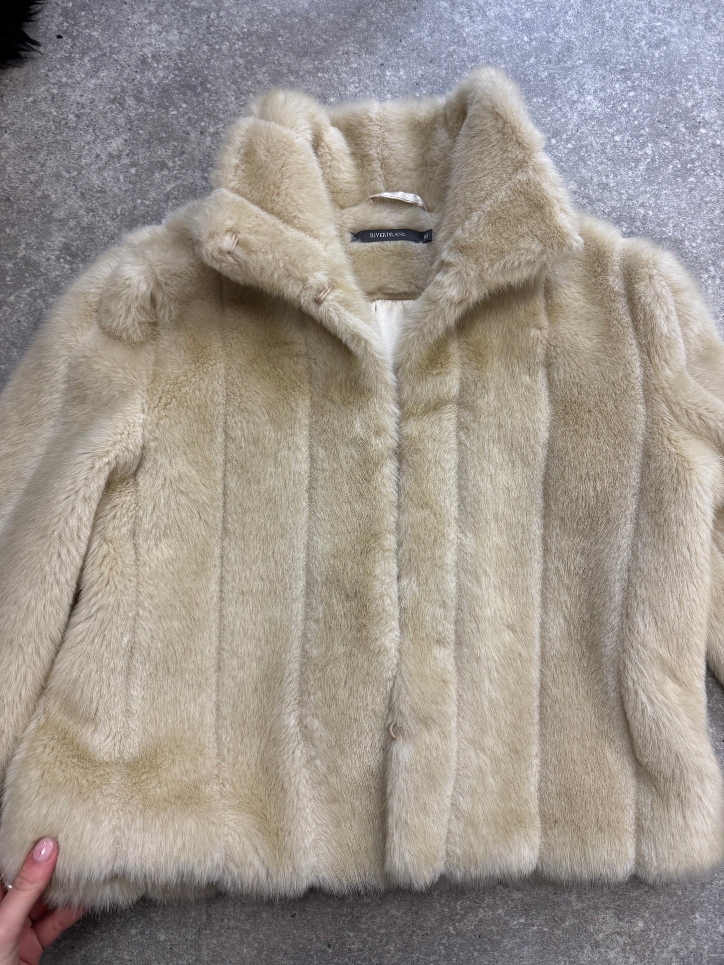 Cream Faux Fur Jacket (UK10)