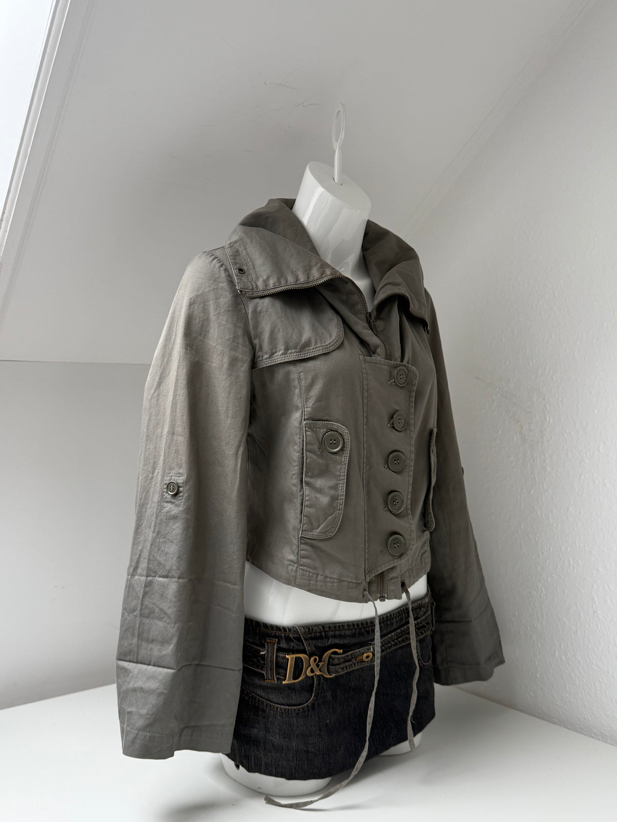 Cropped Funnel Neck Utility Jacket (UK10)