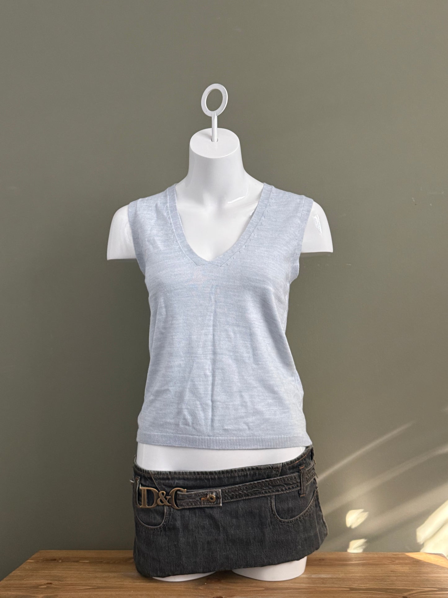 French Connection Baby Blue Knit Vest (M)