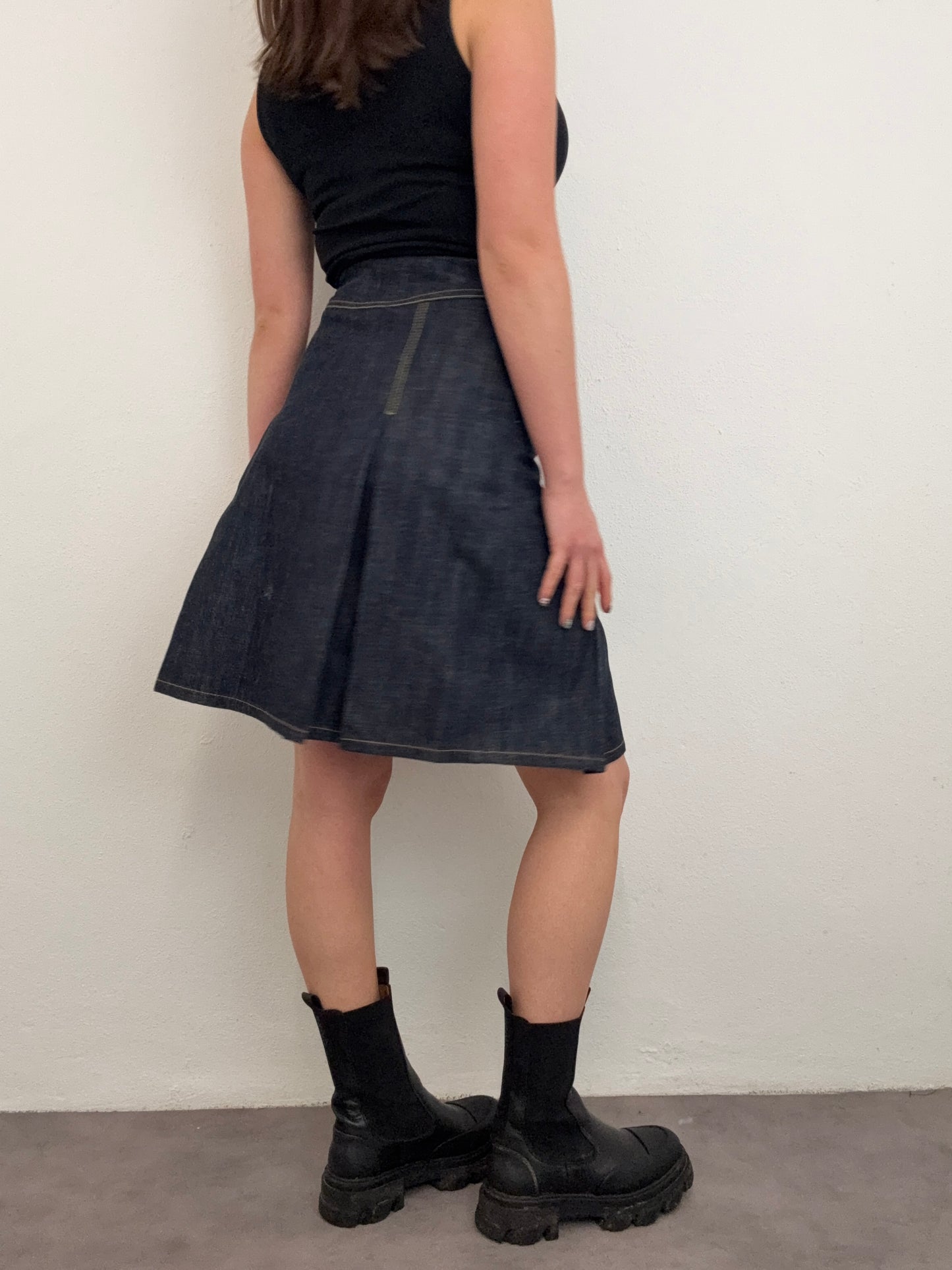 Evisu Denim Pleated Skirt (S)