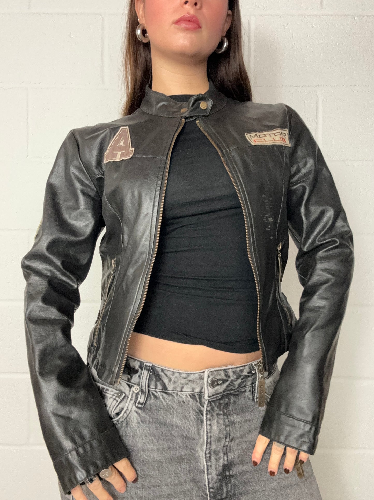 Faux Leather Biker Jacket (UK10)