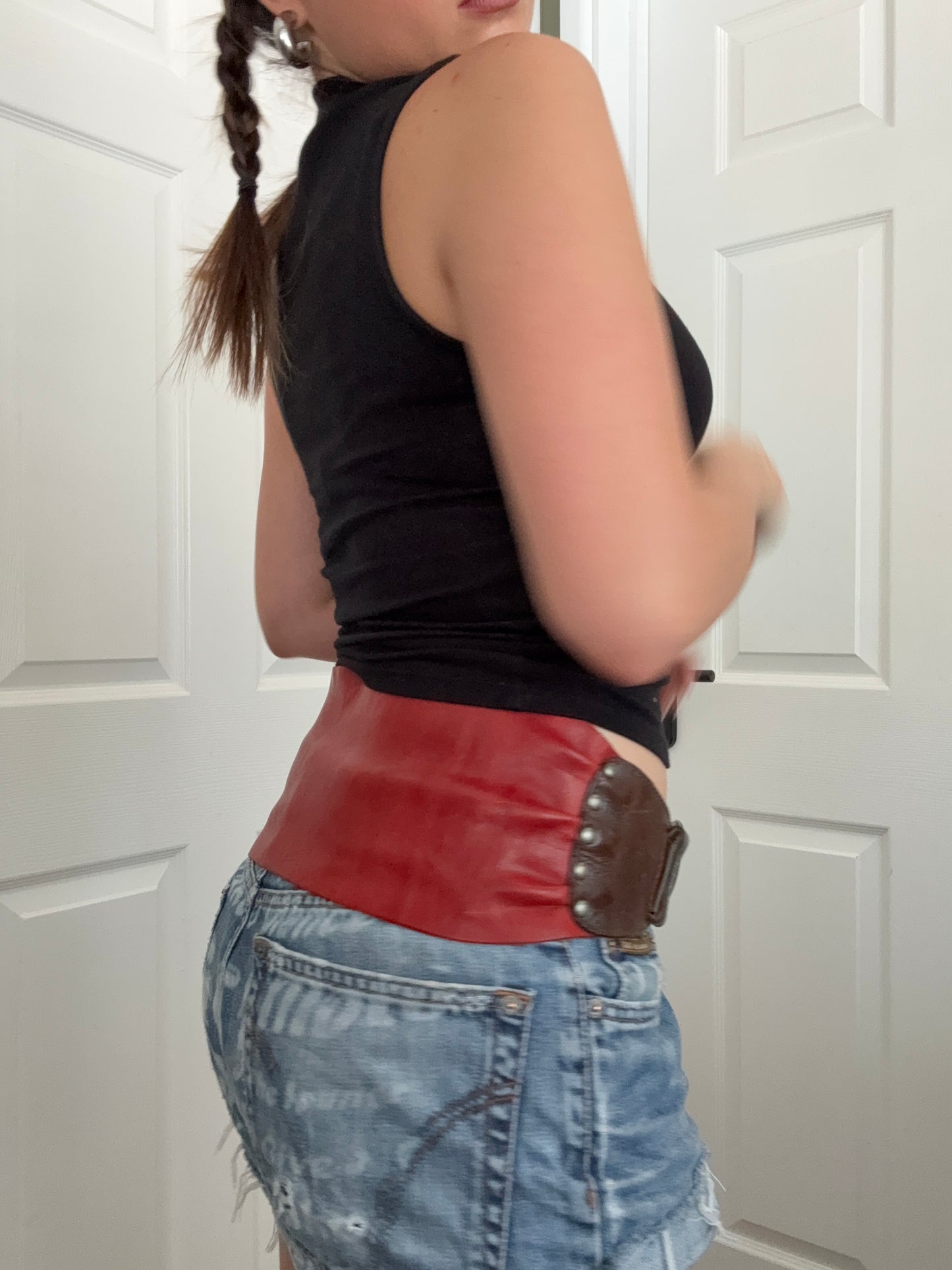 Diesel Red Leather Belt (XS)