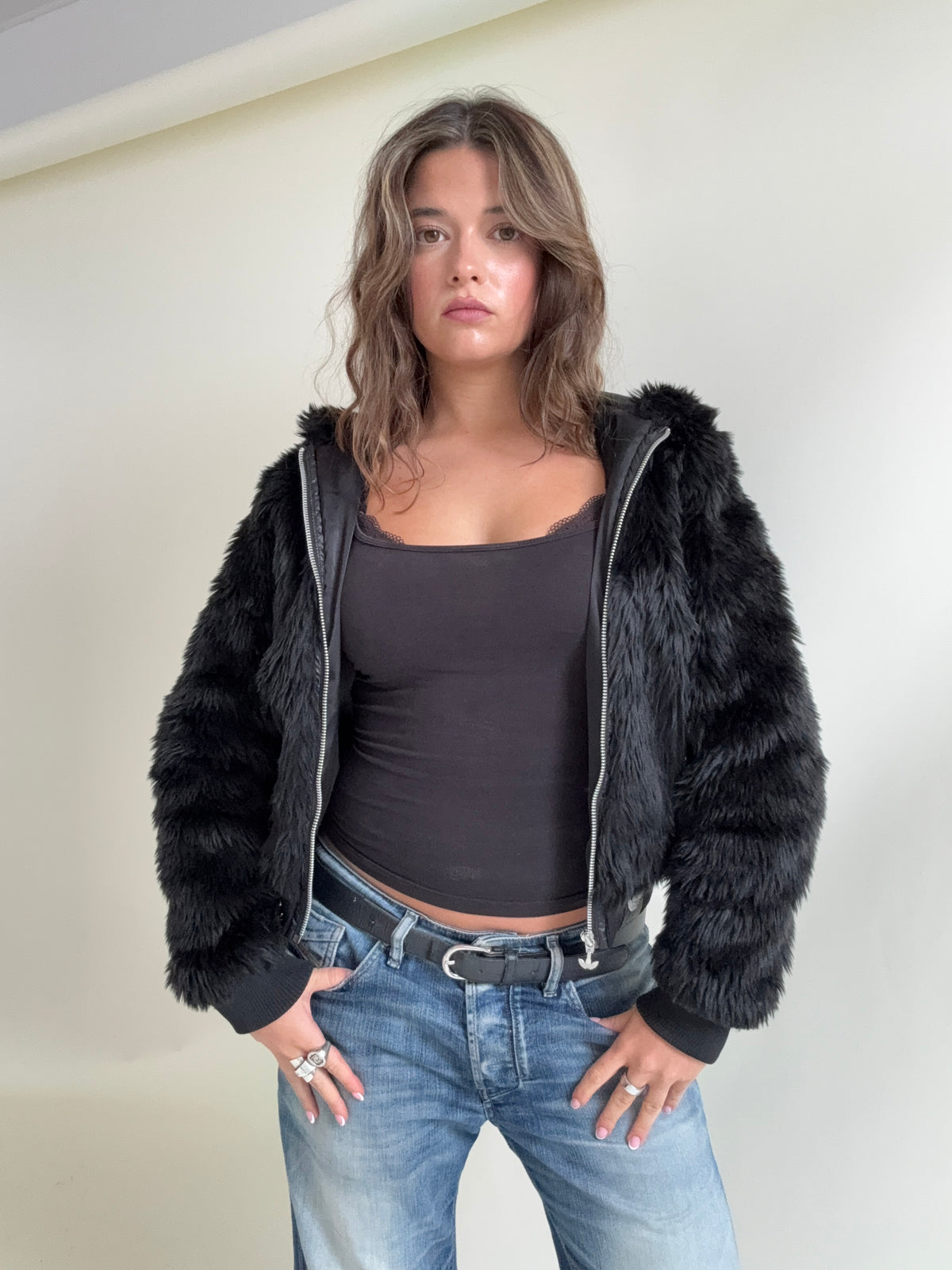 Adidas Faux Fur Bomber Jacket (S)