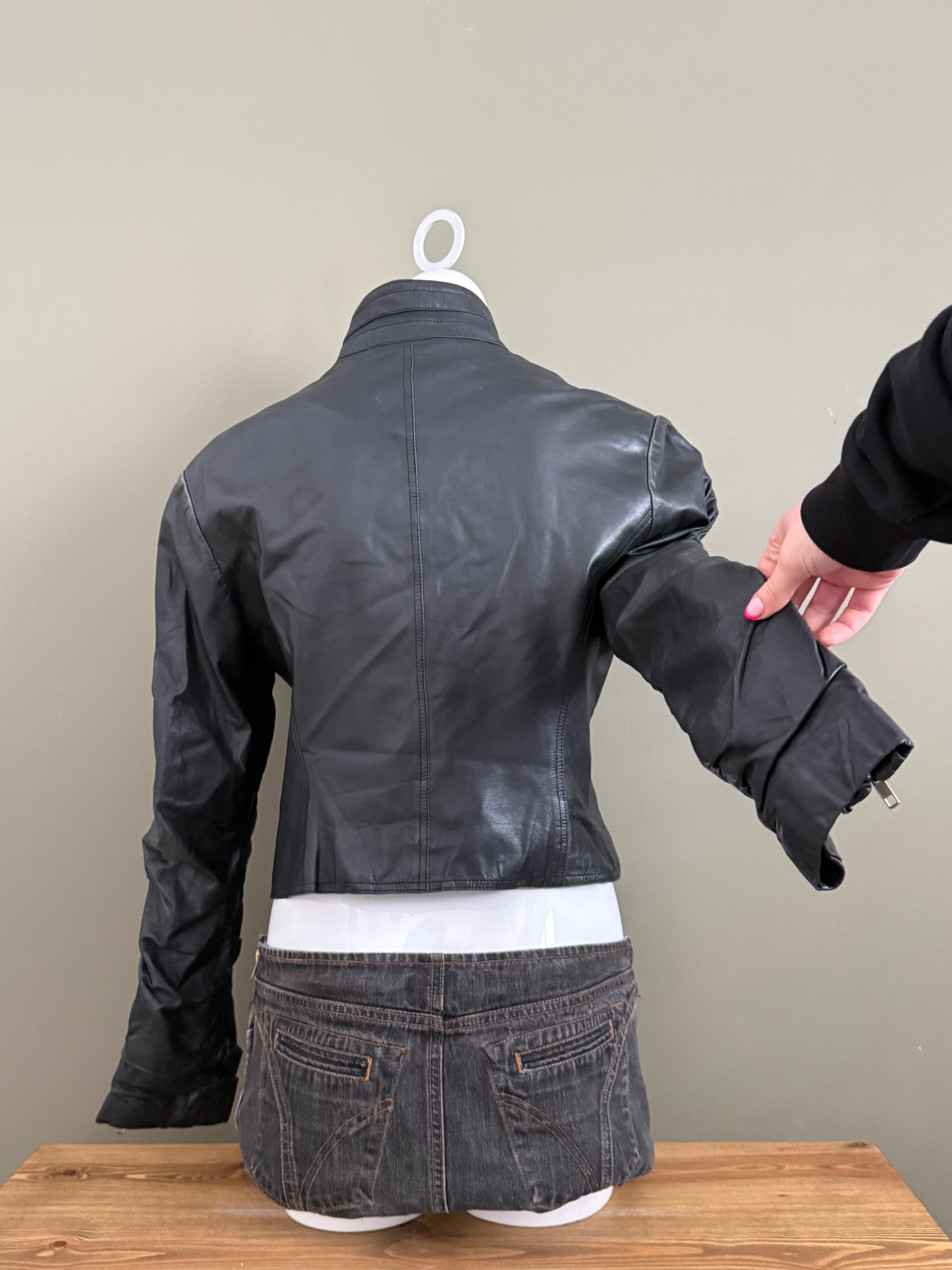 Leather Ruched Jacket (UK14)