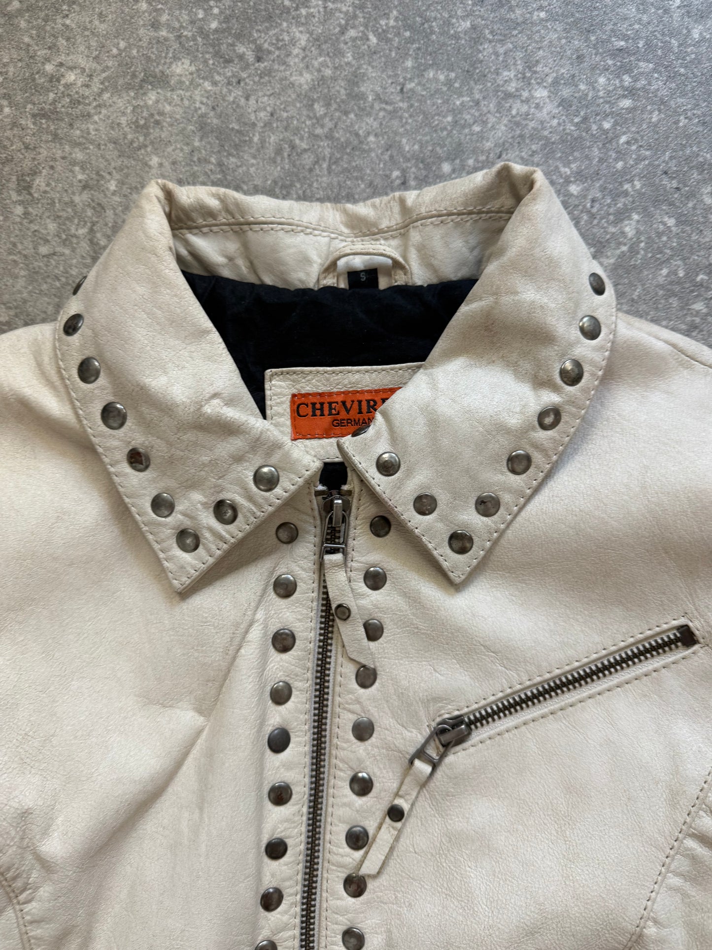 Cream Leather Jacket (S)