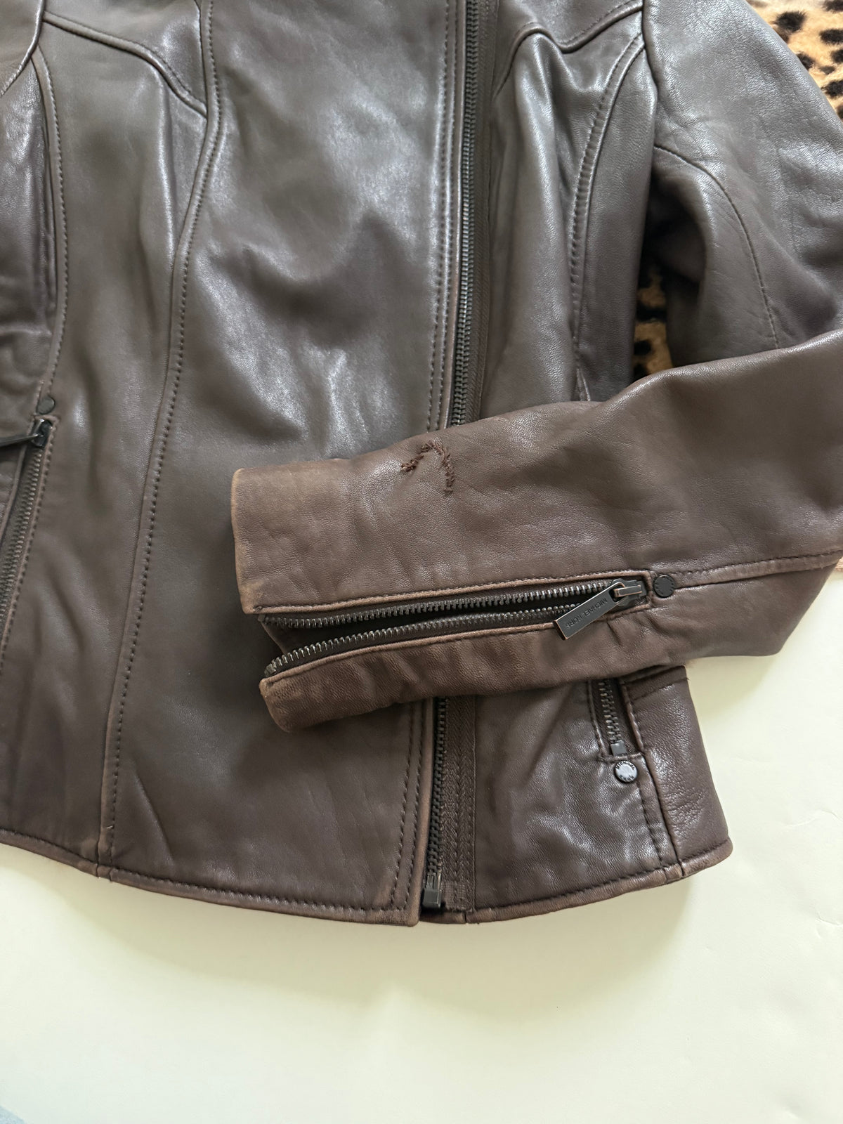 Michael Kors Asymmetric Leather Jacket (S)