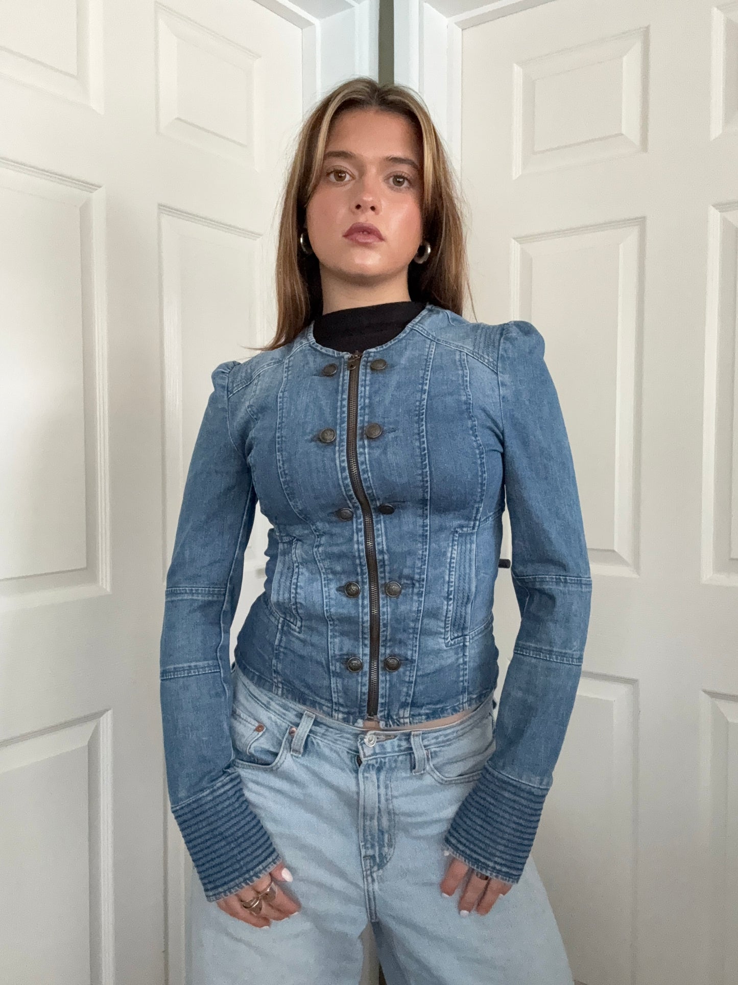 Fitted Denim Military Jacket (S)