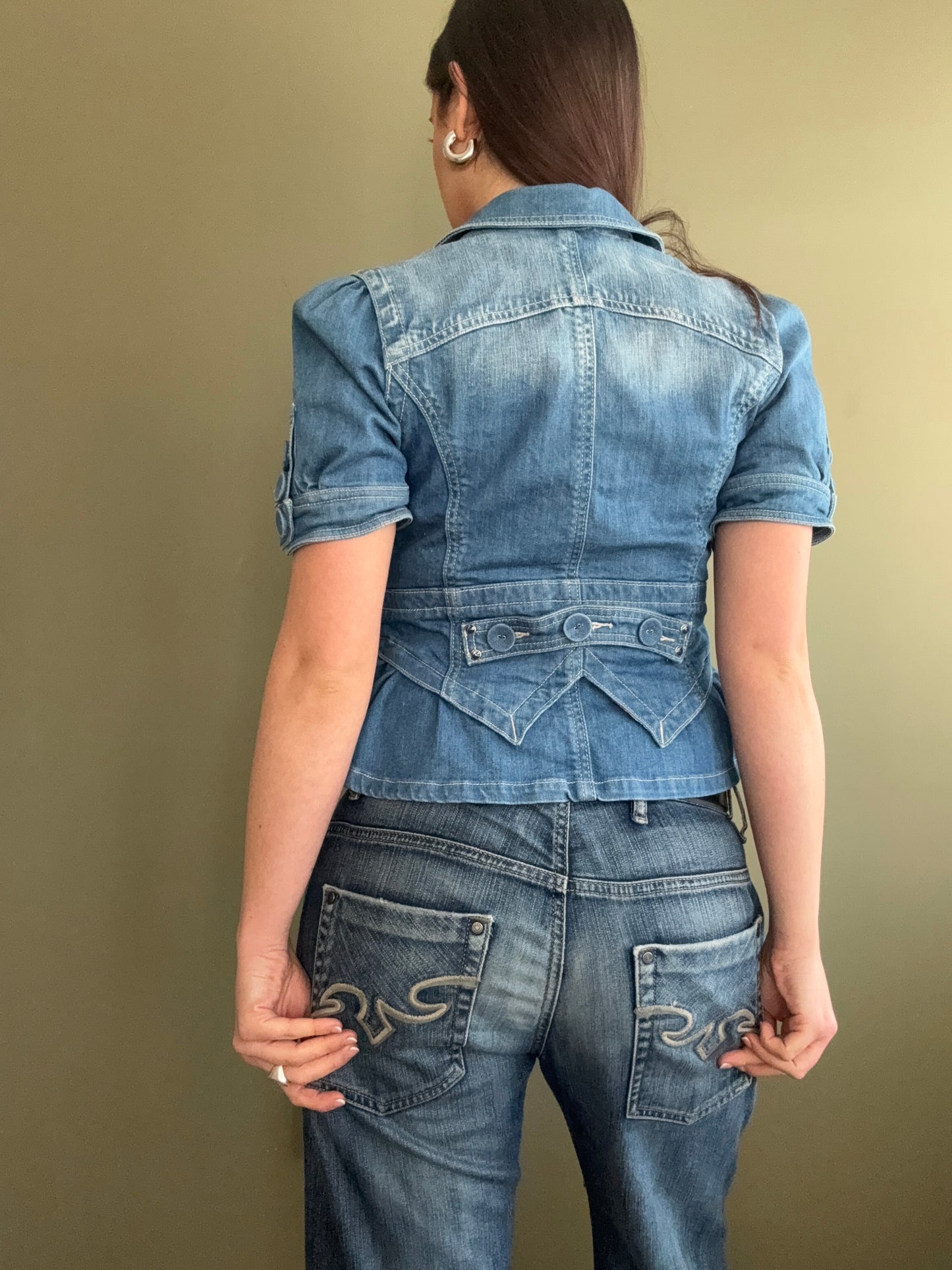 Denim Fitted Shortsleeve Jacket (UK12)