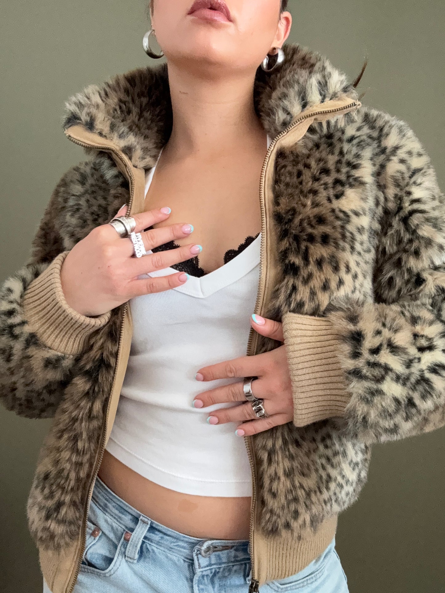 Faux Fur Leopard Jacket (UK10)