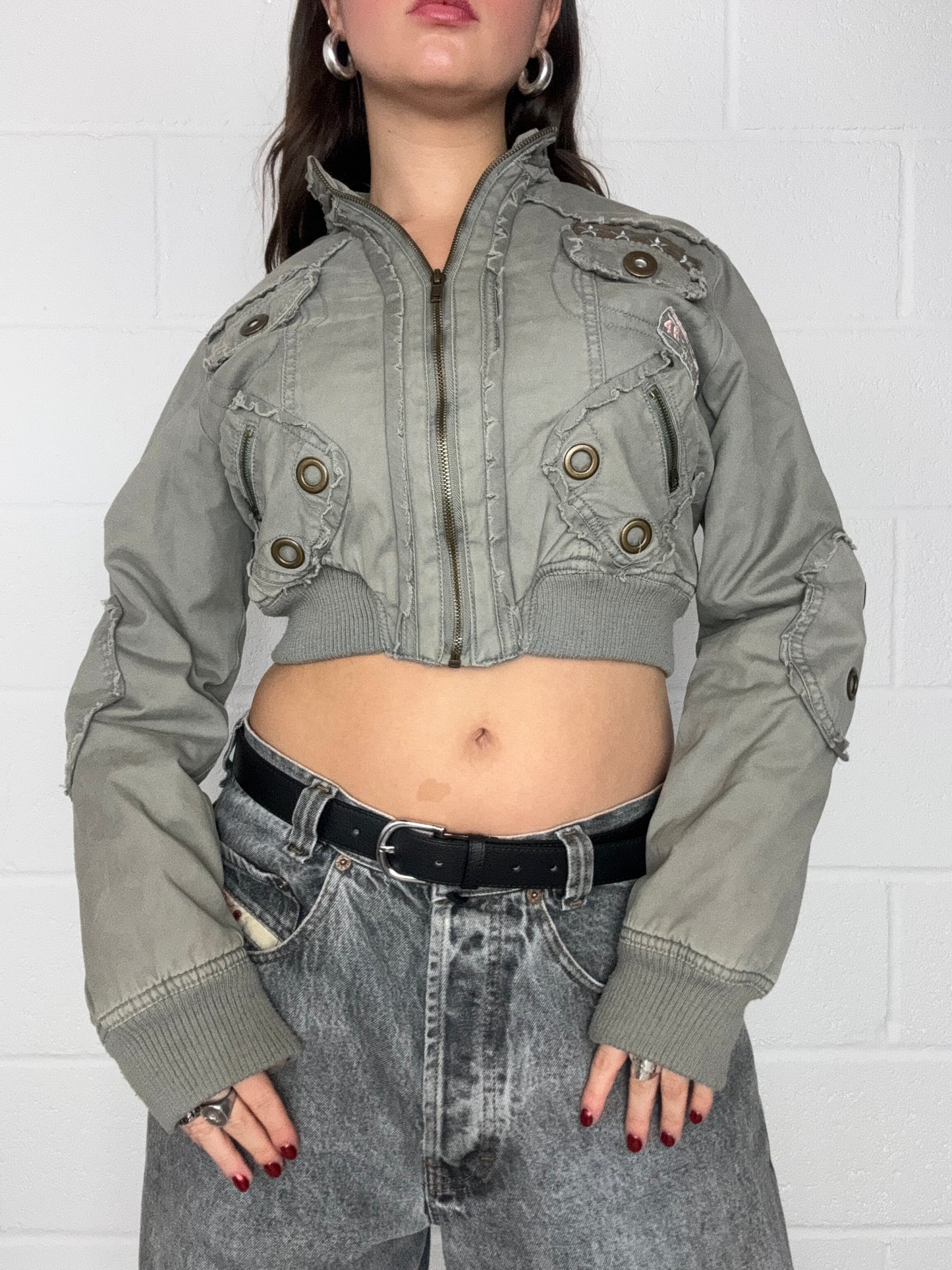 Y2K Cropped Utility Jacket