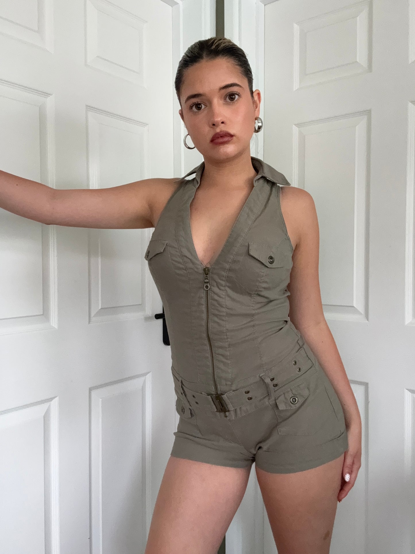 Khaki Y2K Playsuit (UK12)