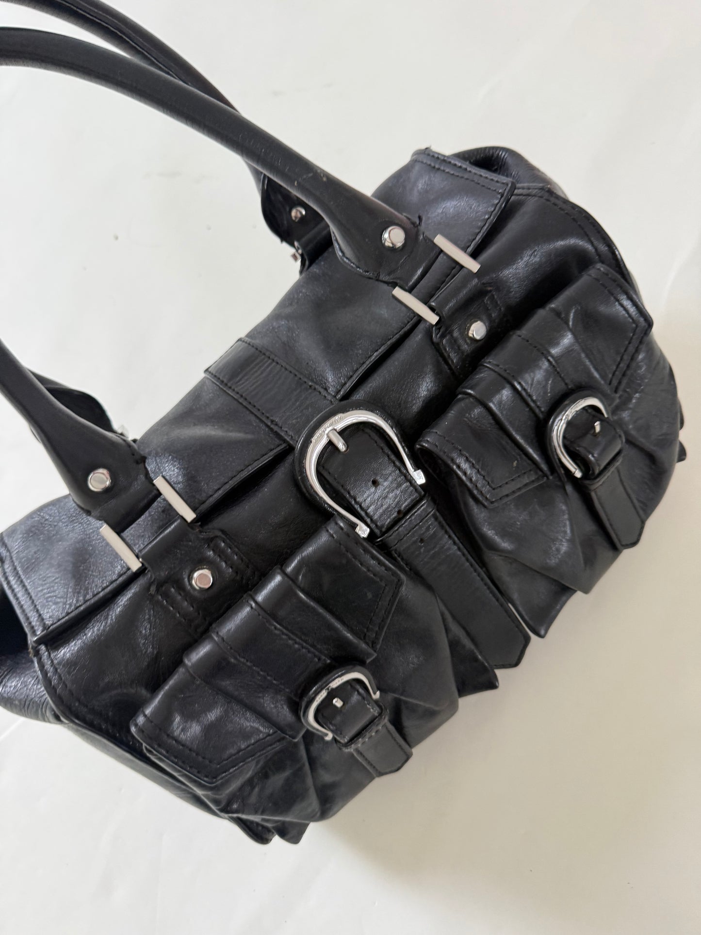 Karen Millen Leather Cargo Handbag