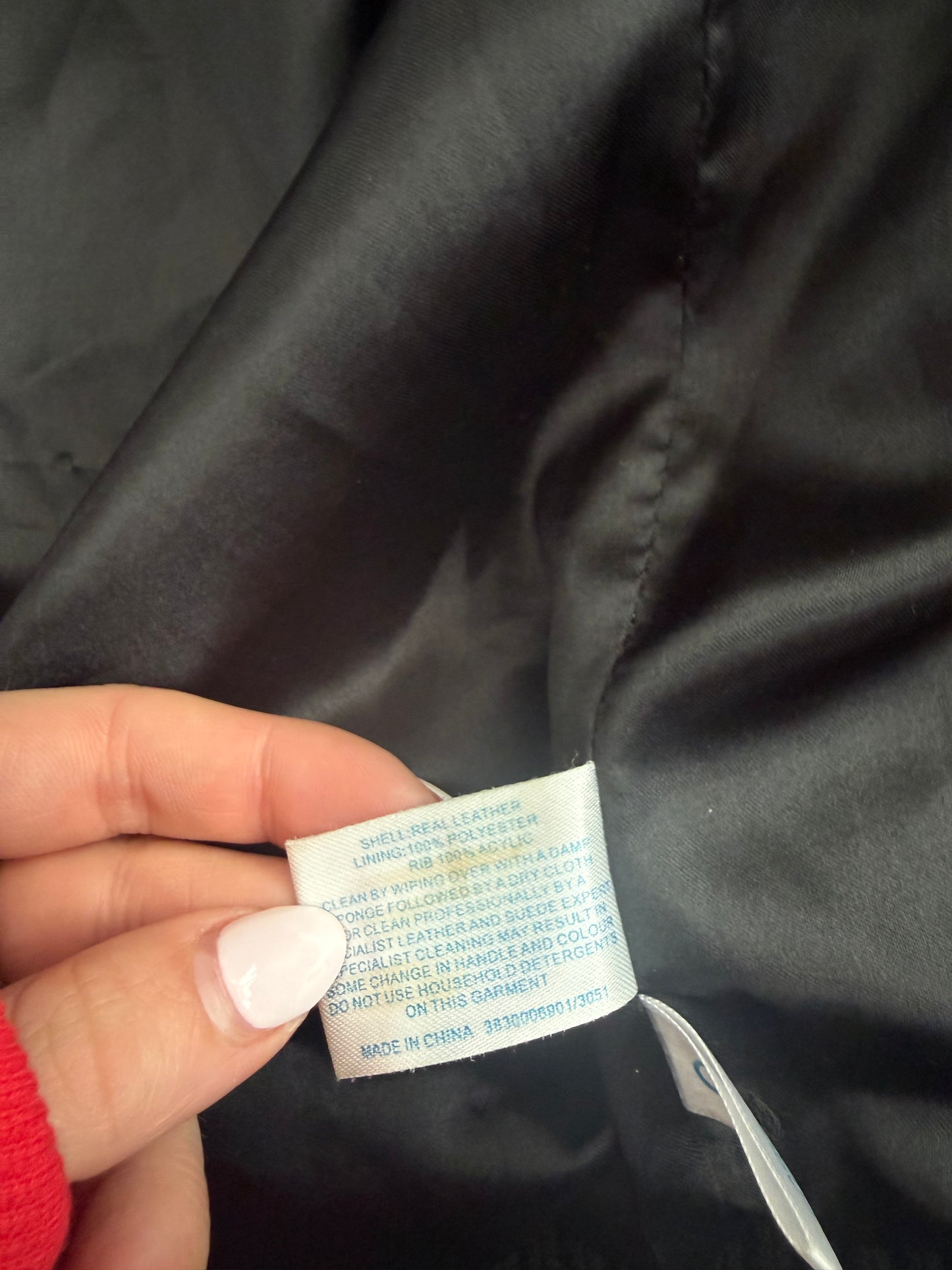 Black Leather Bomber Jacket (UK10)