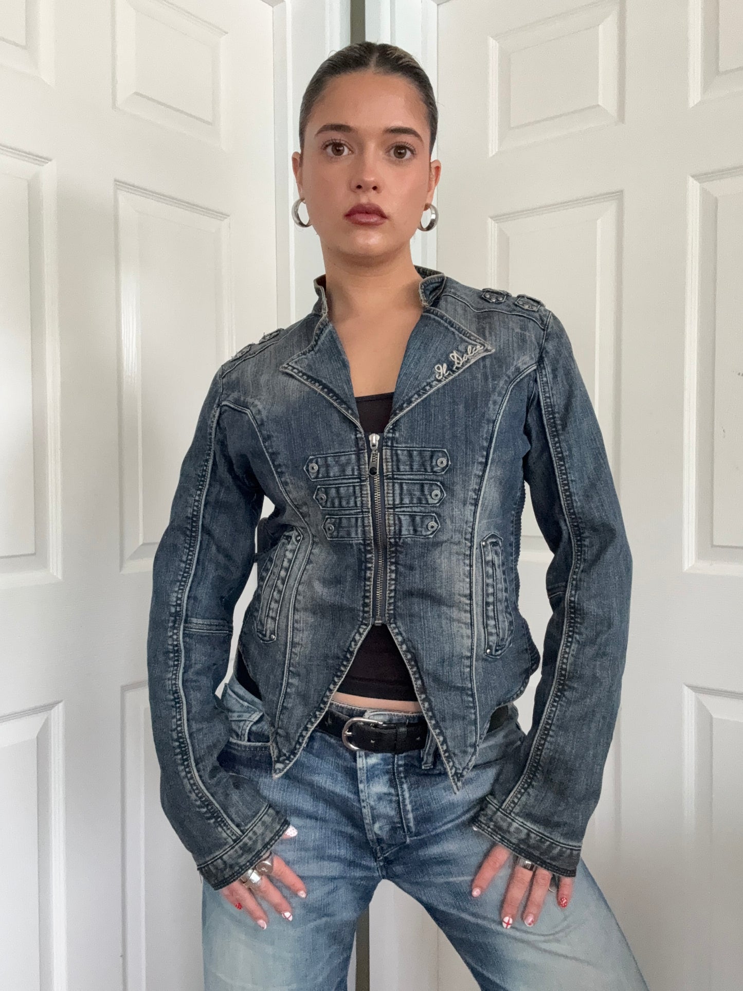 Denim Military Jacket (L)