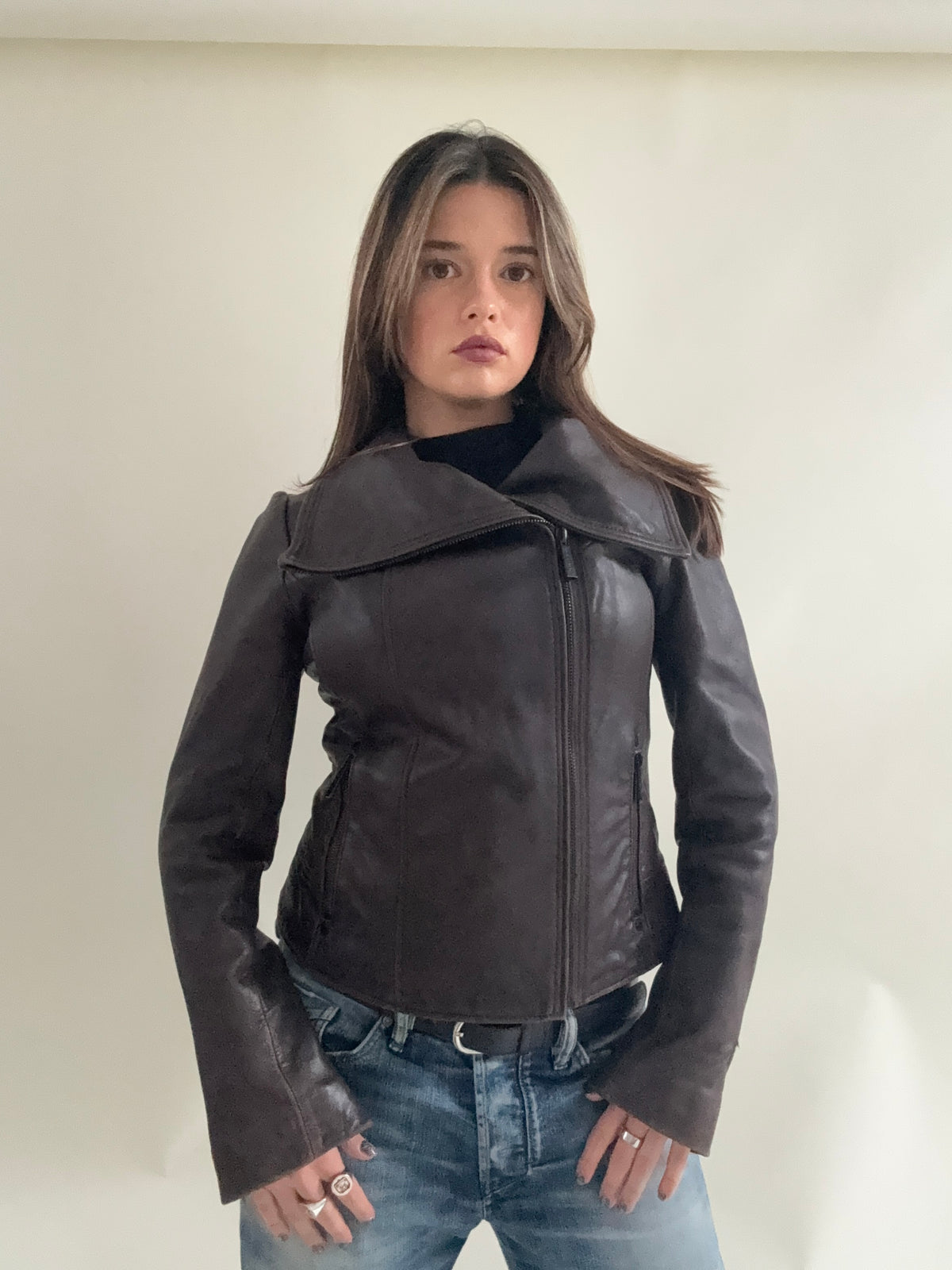 Michael Kors Asymmetric Leather Jacket (S)