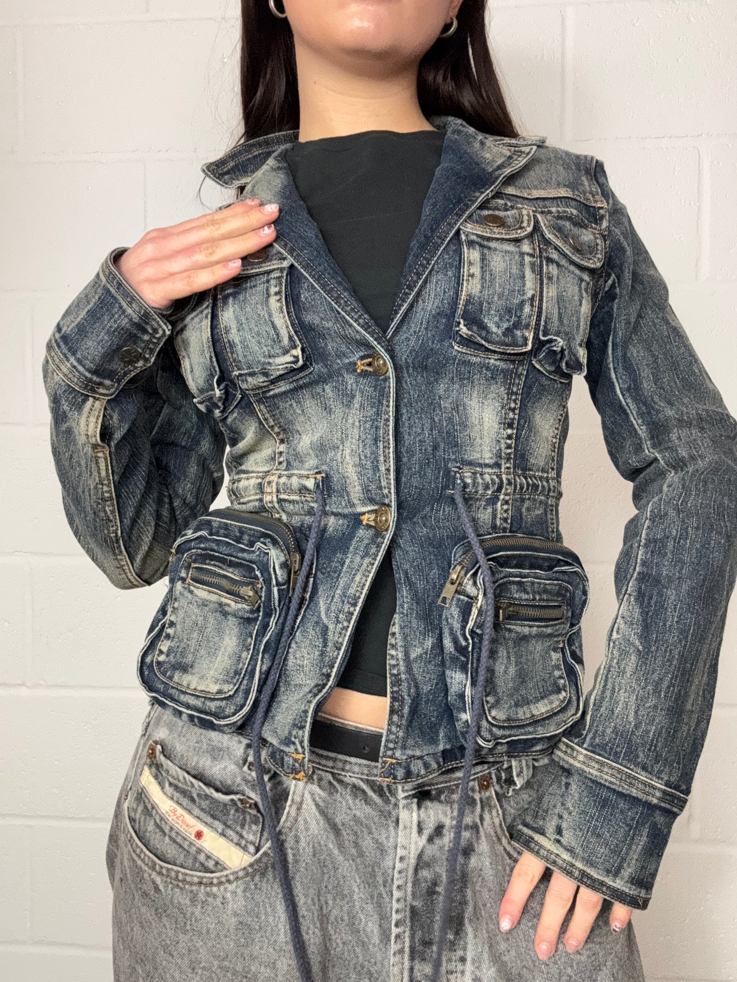 Y2K Cargo Denim Jacket (S)