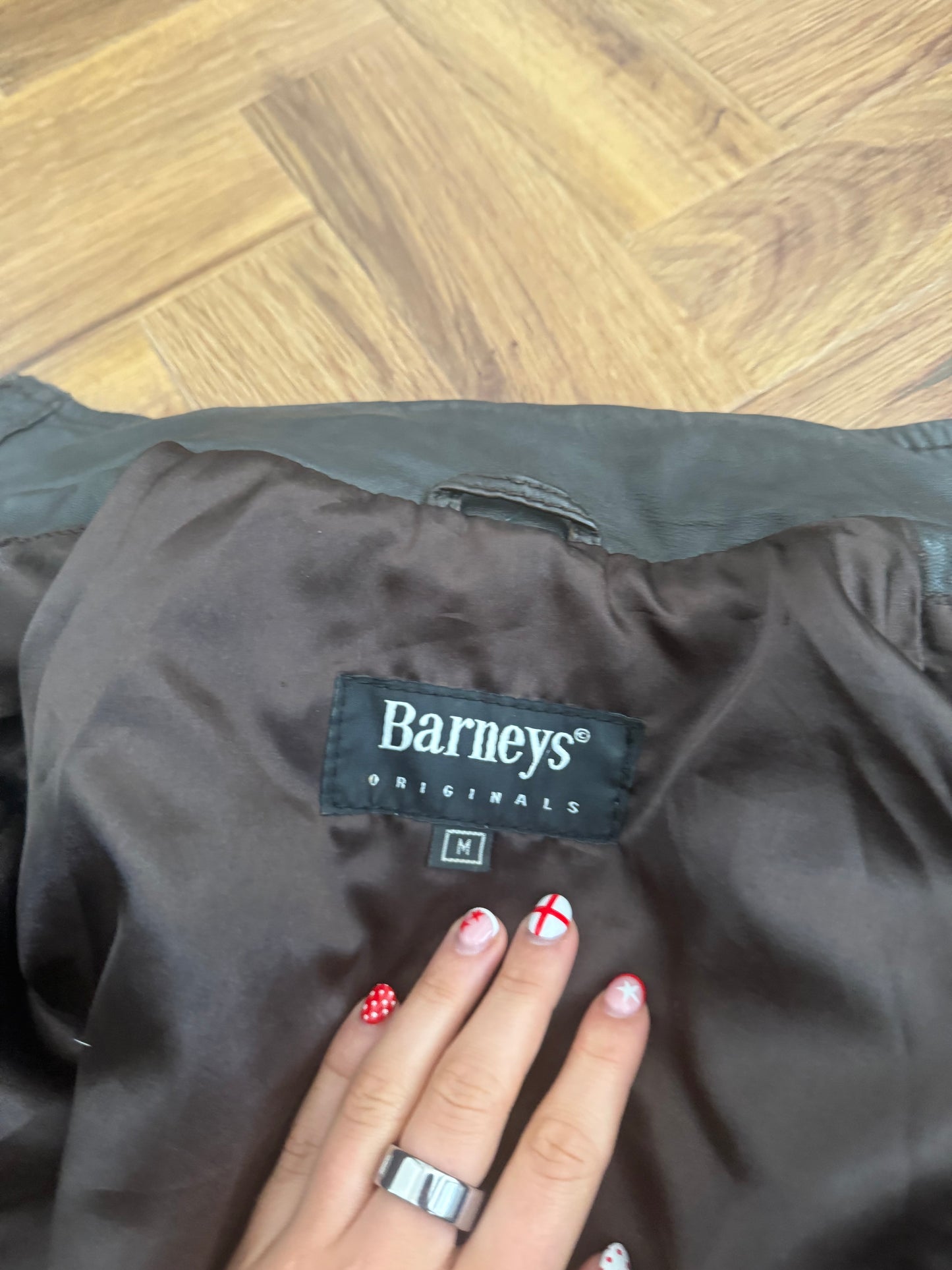 Brown Cropped Leather Jacket (M)