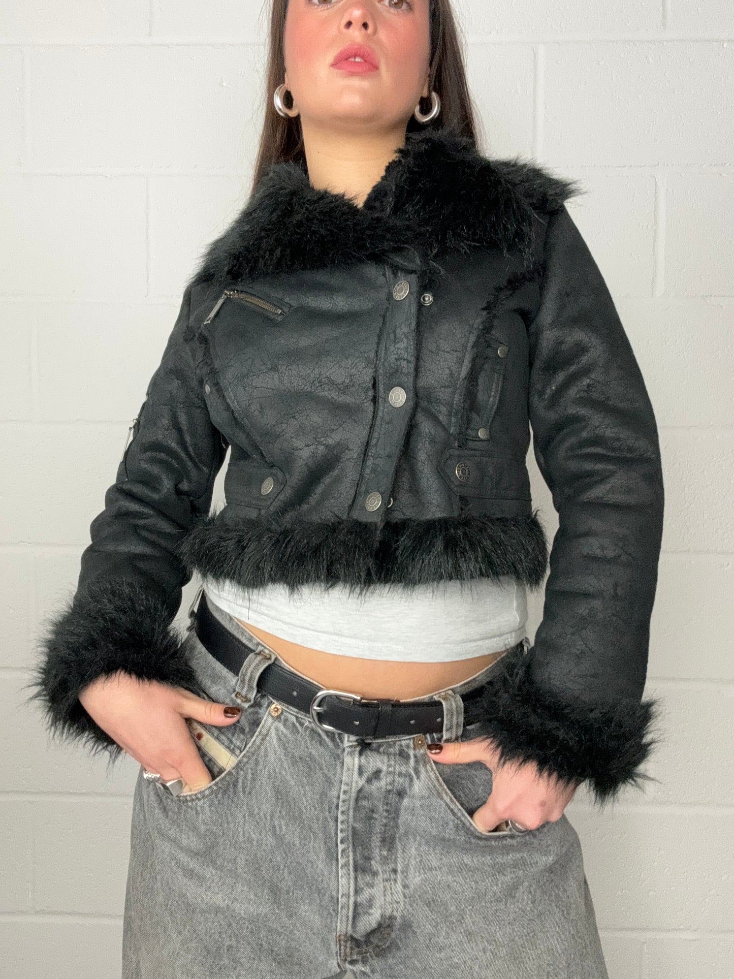 Y2K Faux Fur Jacket (UK10)