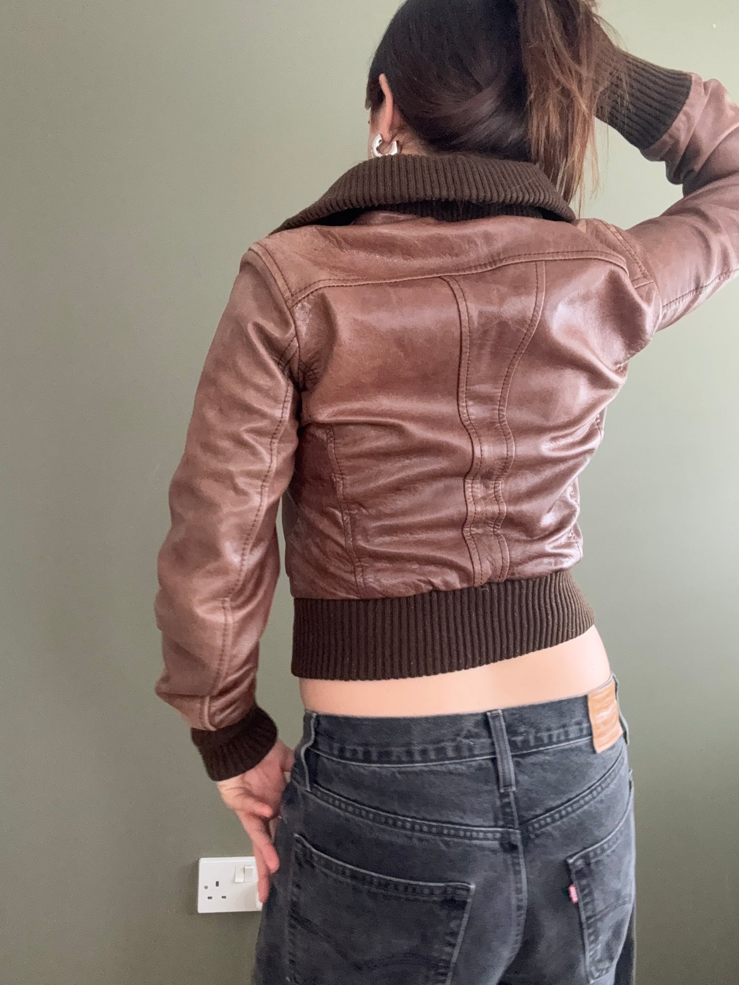 Oasis Brown Leather Jacket