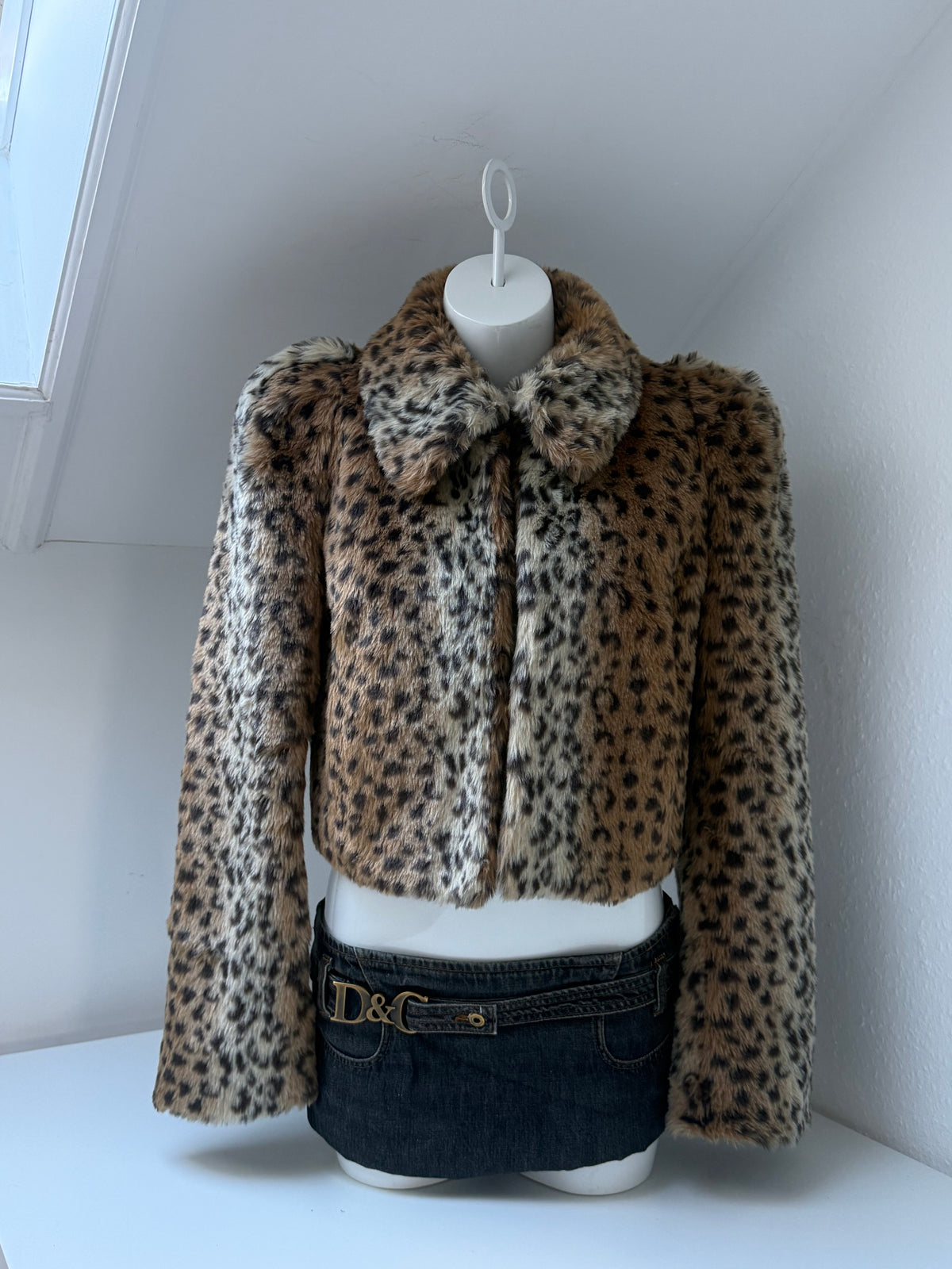 Y2K Leopard Faux Fur Jacket (UK8)