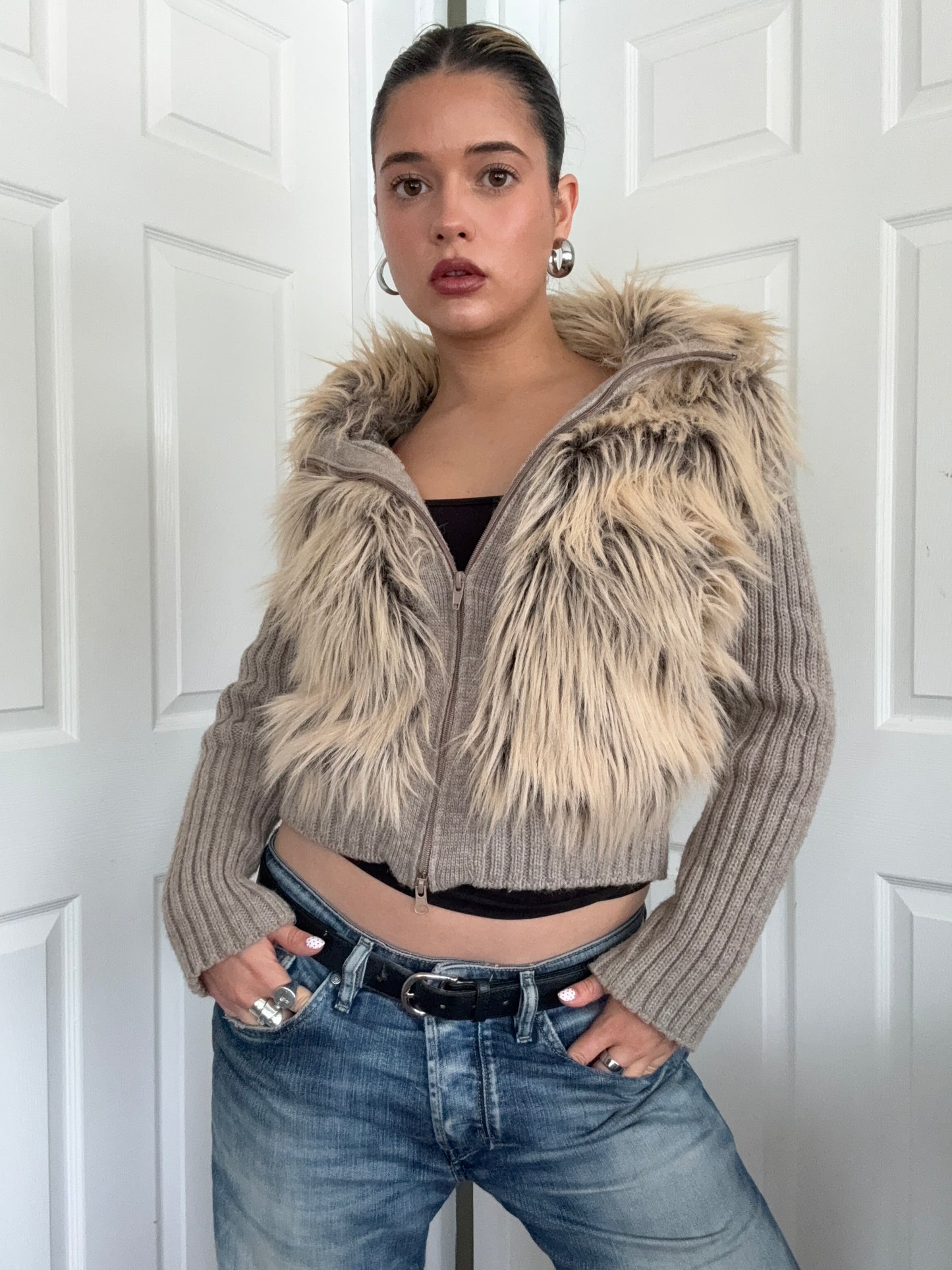 Morgan De Toi Faux Fur Double Zip Jumper (S)