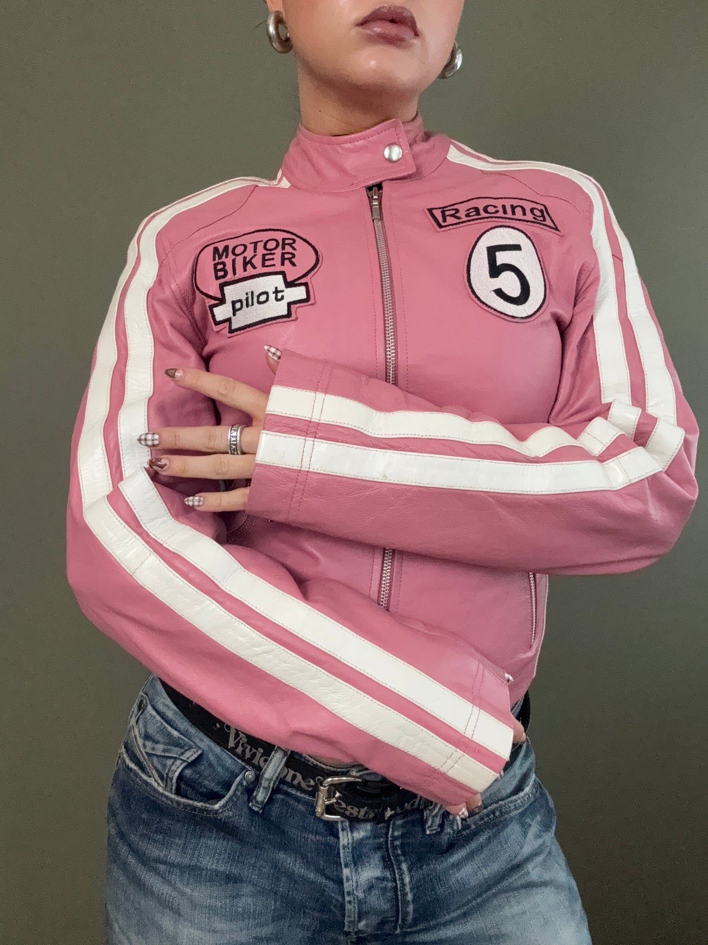 Pink Leather Jacket (UK10)