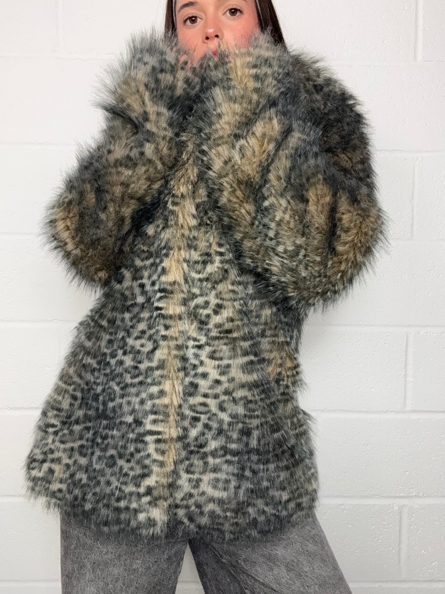 Jane Norman Leopard Faux Fur Jacket (UK14)