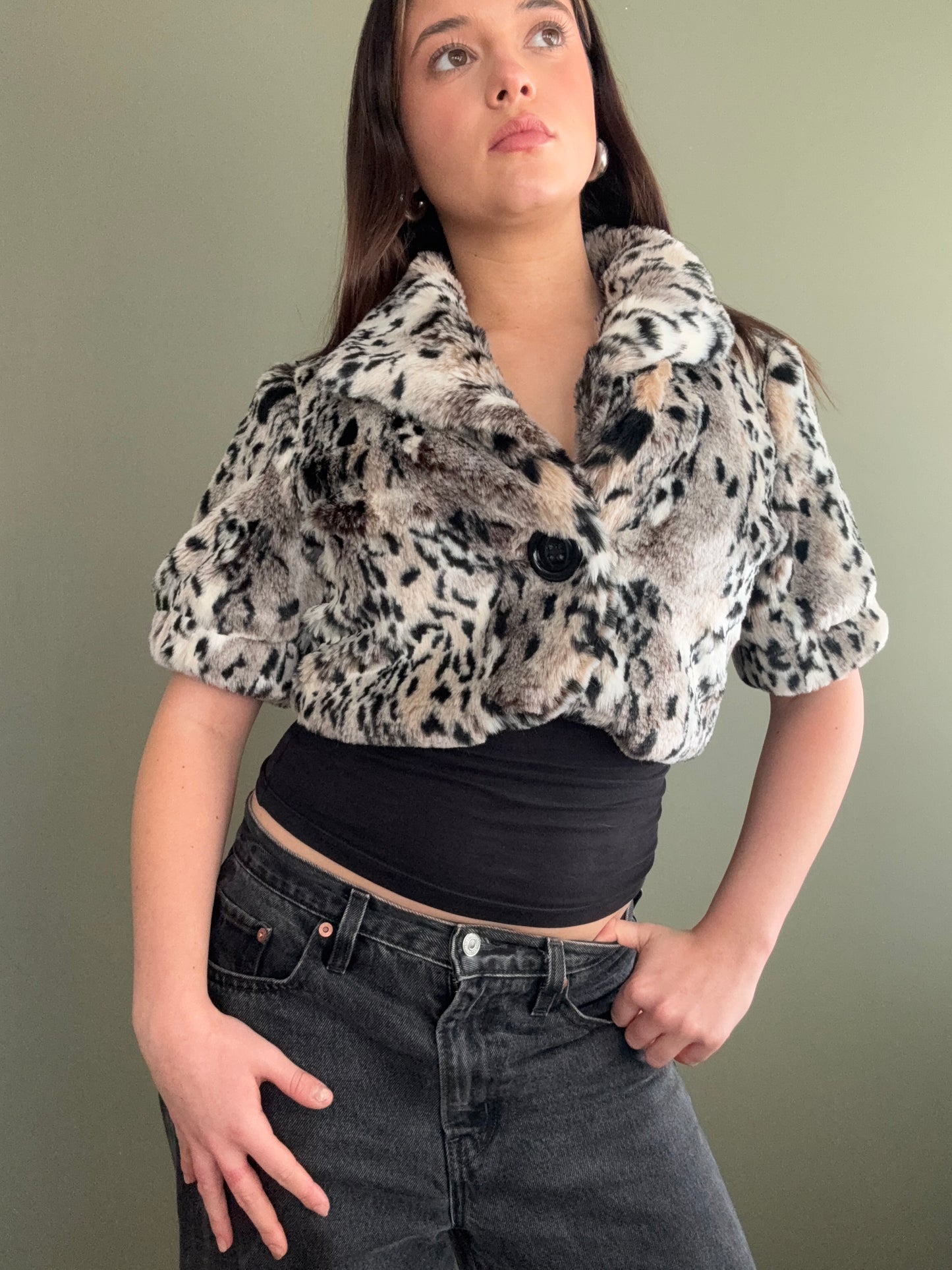 Faux Fur Leopard Bolero (UK12)