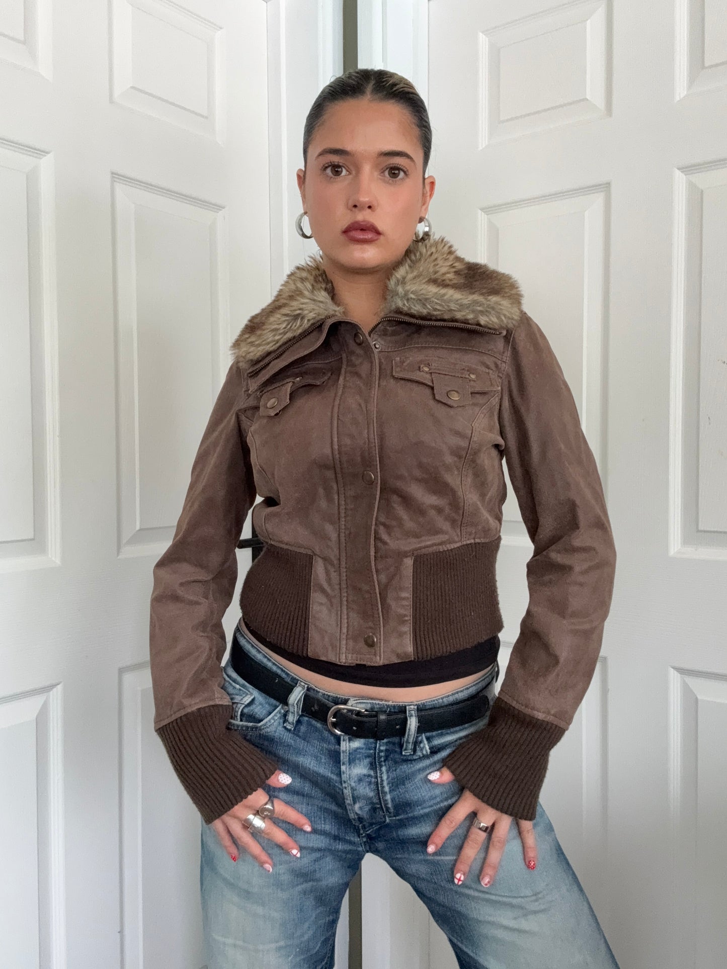 Leather Bomber Jacket (UK12)