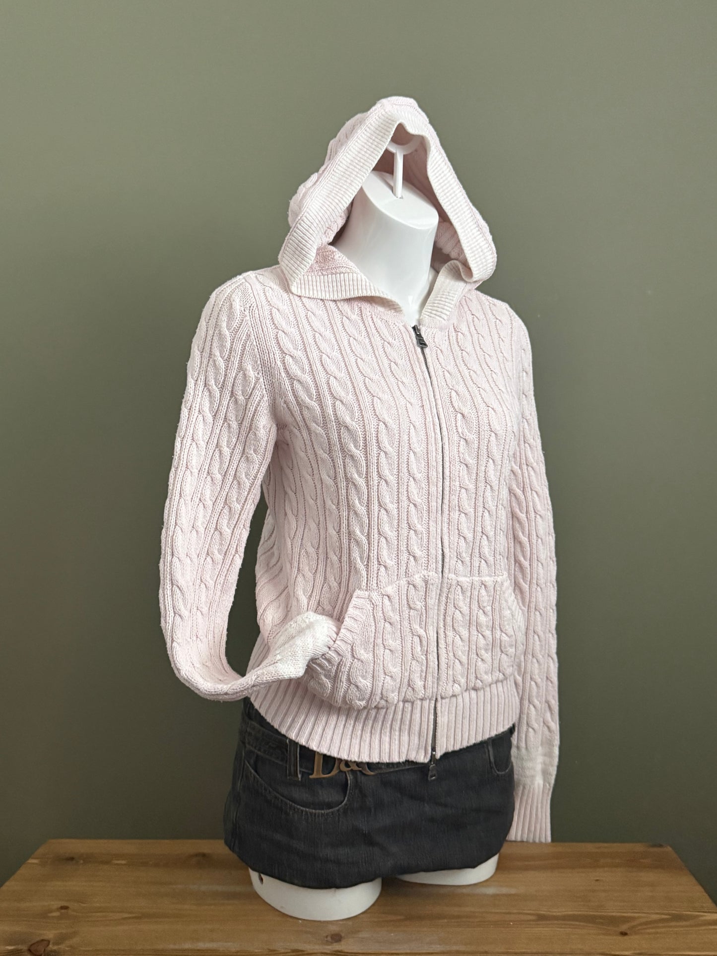 Baby Pink Ralph Lauren Cable Knit Jumper (M)