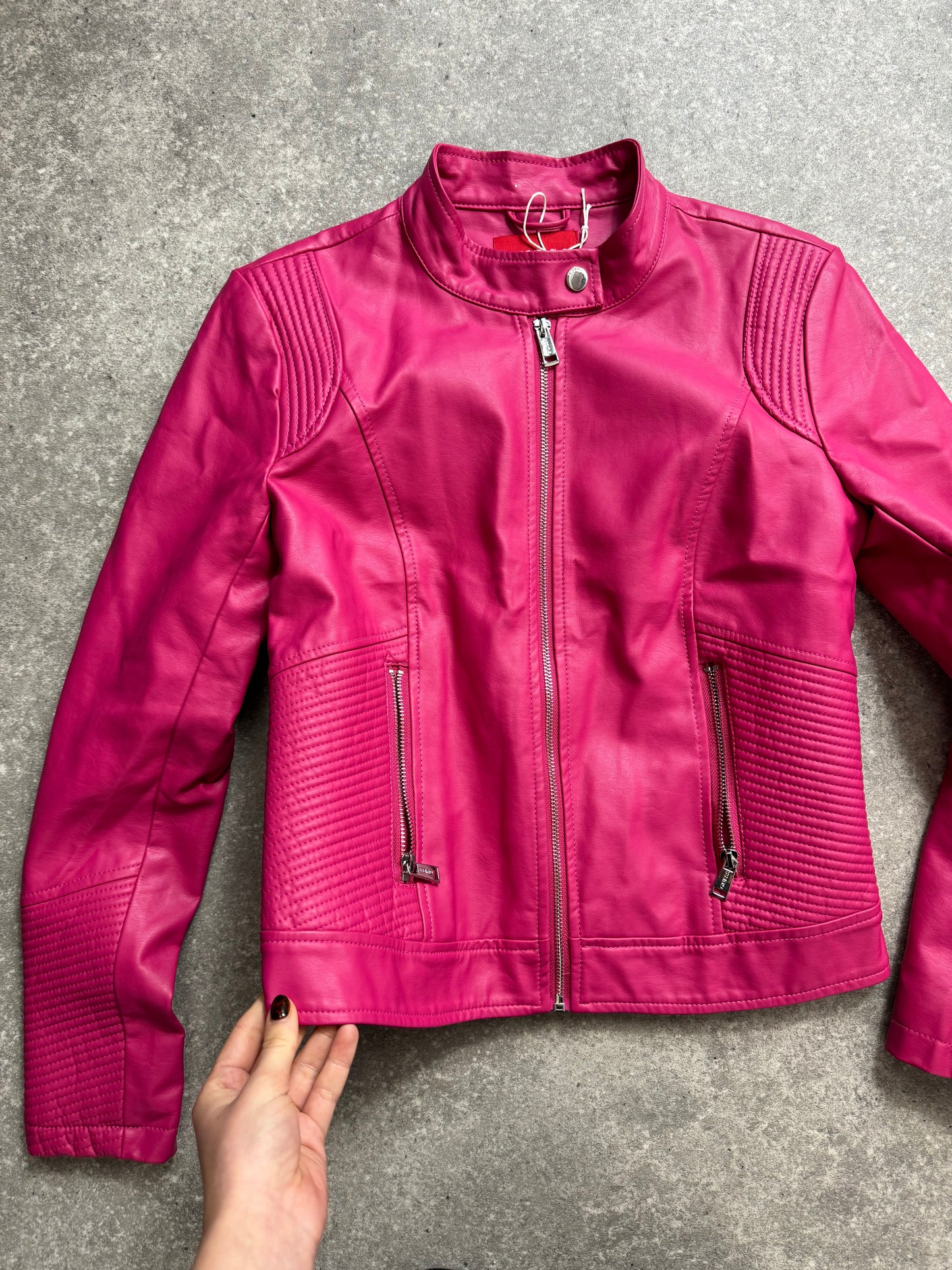 Pink Guess Faux Leather Jacket (S)