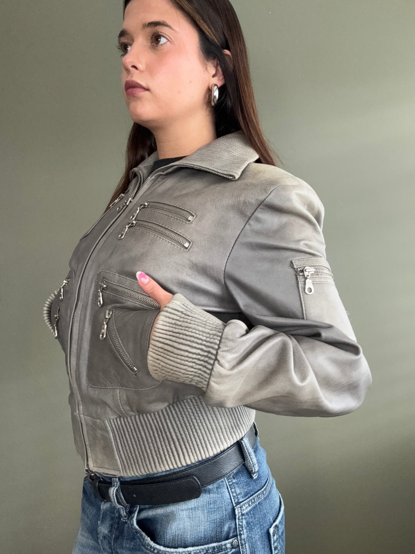 Leather Cargo Jacket (M)